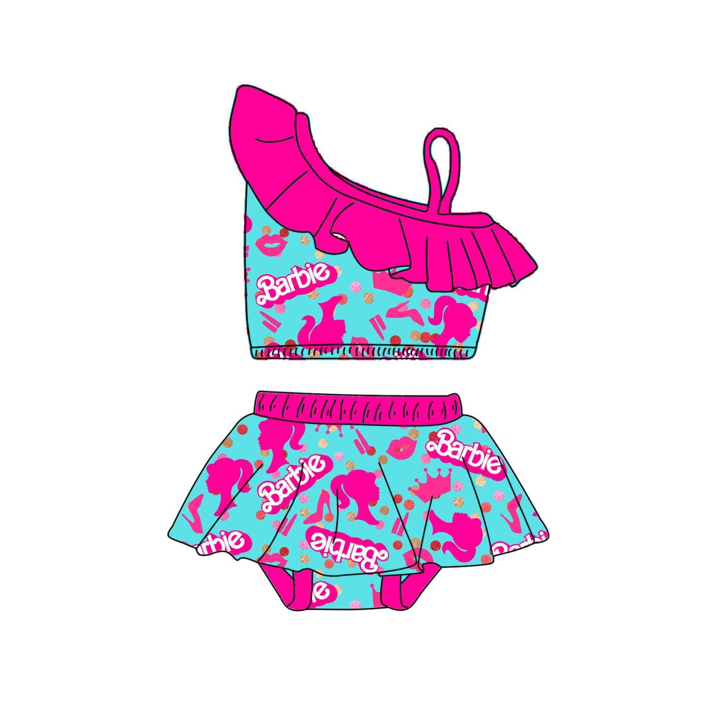 Barbie - 2 Piece bathing suit PRE-ORDER-Bathing suits-Elie’s Bows