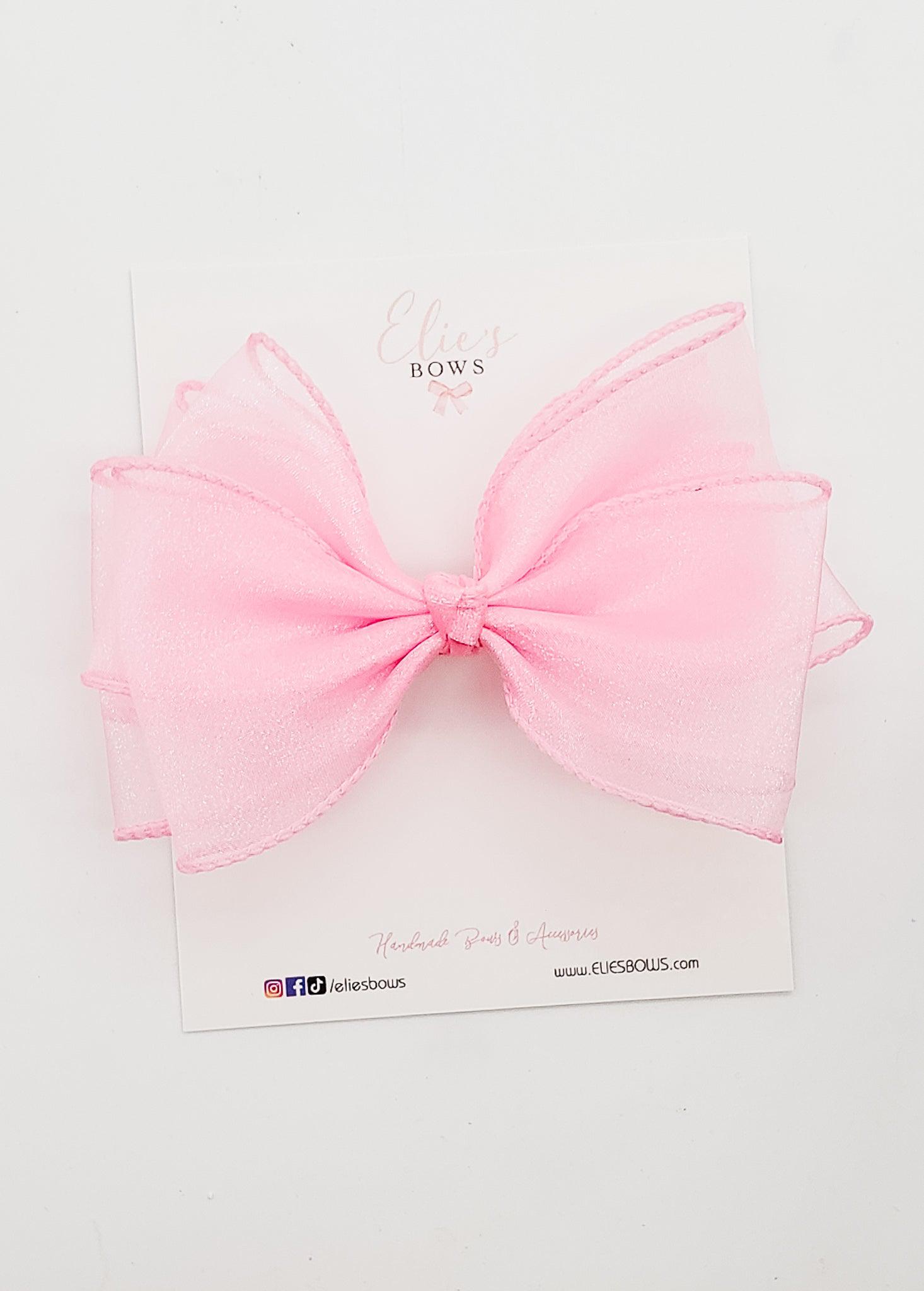 Barbie Pink - Organza Fabric Bow - 5.5"-Bows-Elie’s Bows