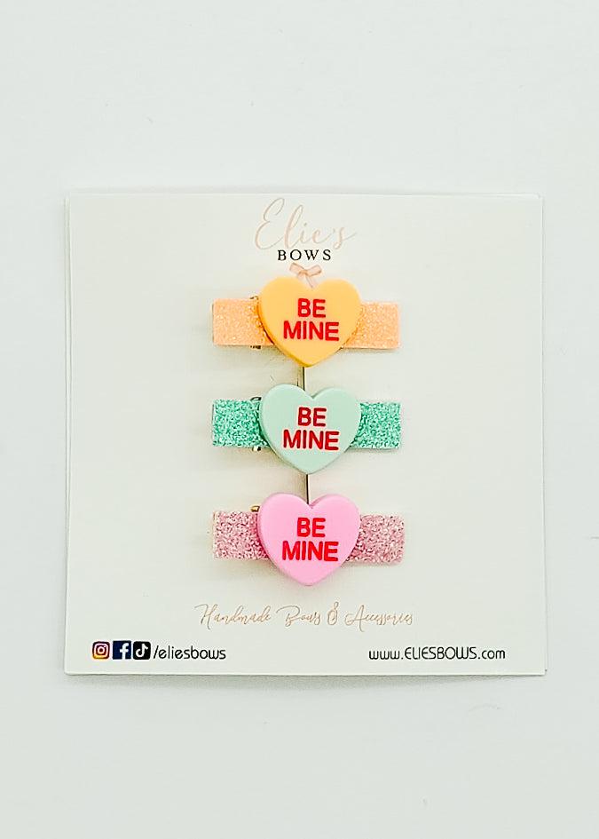 Be Mine Trio (Sunshine, Mint, Pink) - Bar Clips - 1.4"-Snap Clips-Elie’s Bows