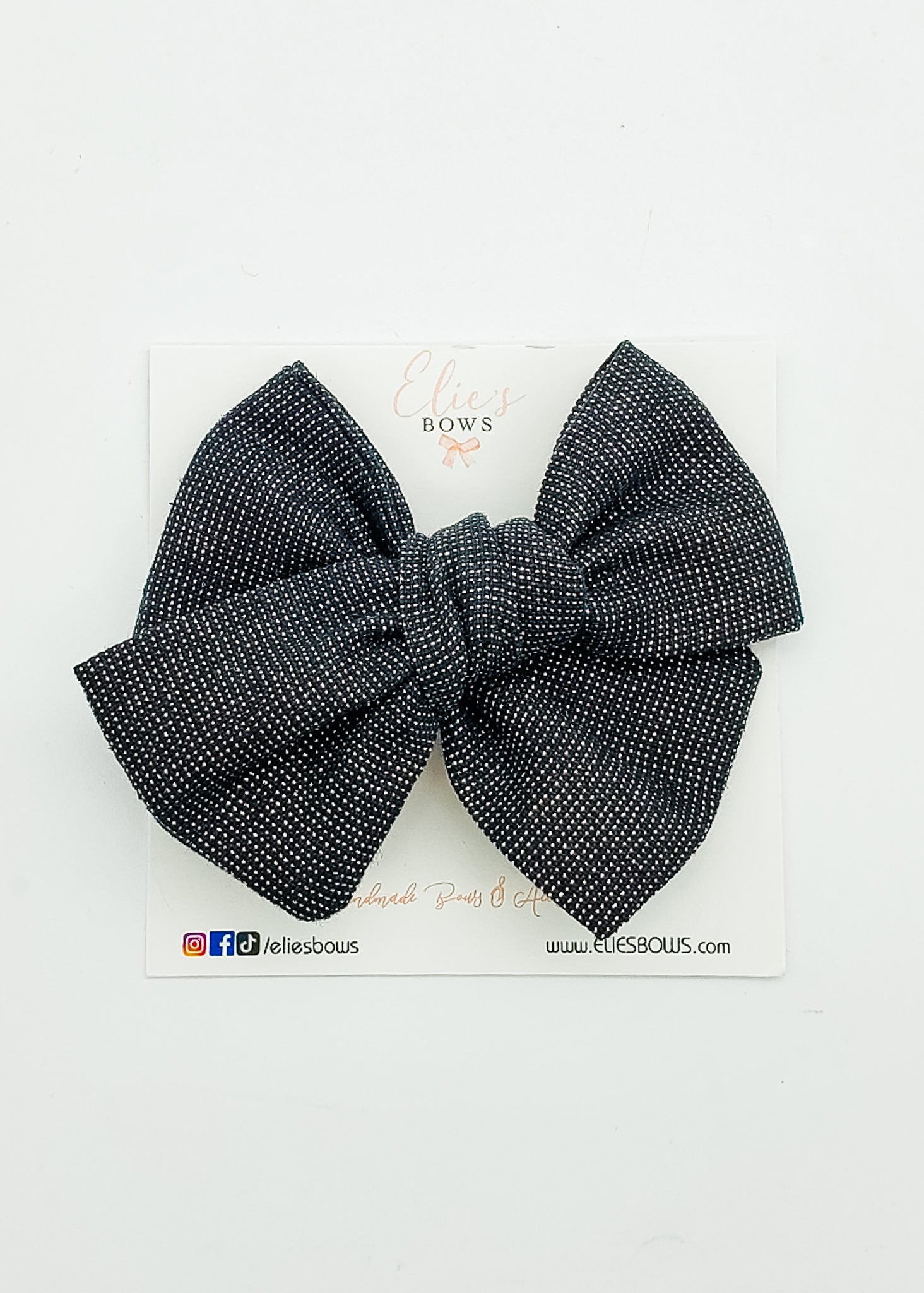 Black Diamonds - Elie Fabric Bow - 3.5"-Bows-Elie’s Bows
