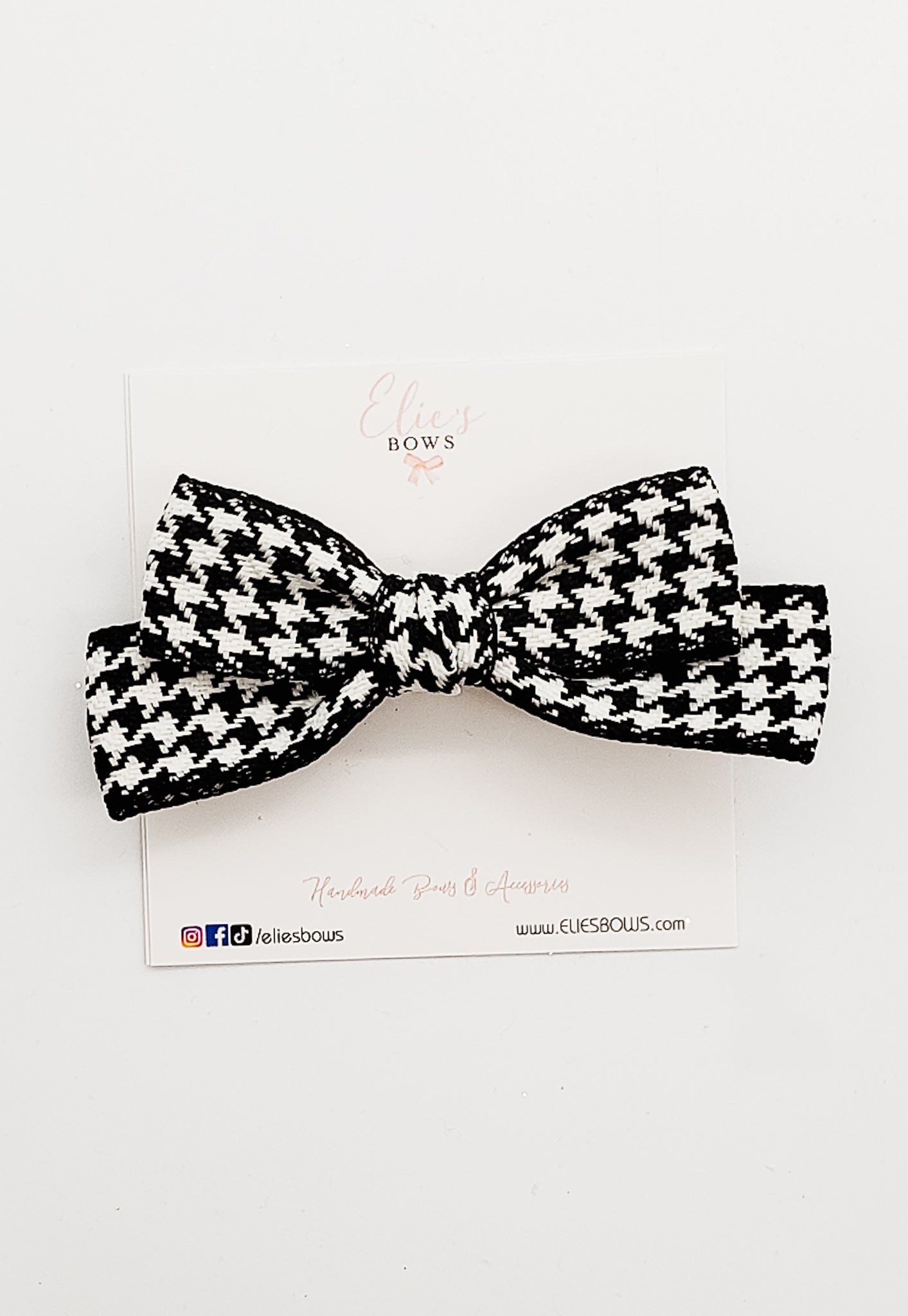 Black Houndstooth - 4"-Bows-Elie’s Bows