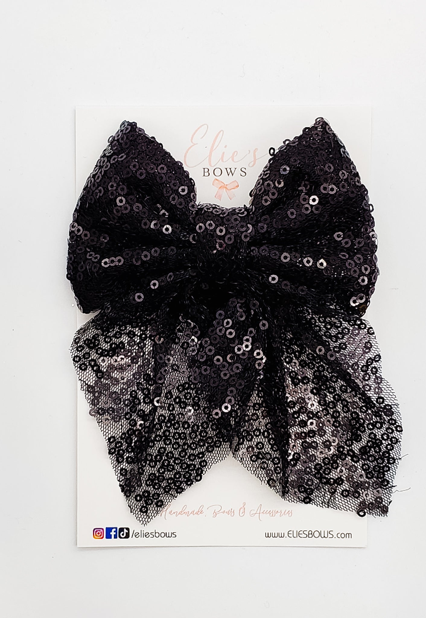 Black Sequence - Charlotte Bow - 4"-Charlotte-Elie’s Bows