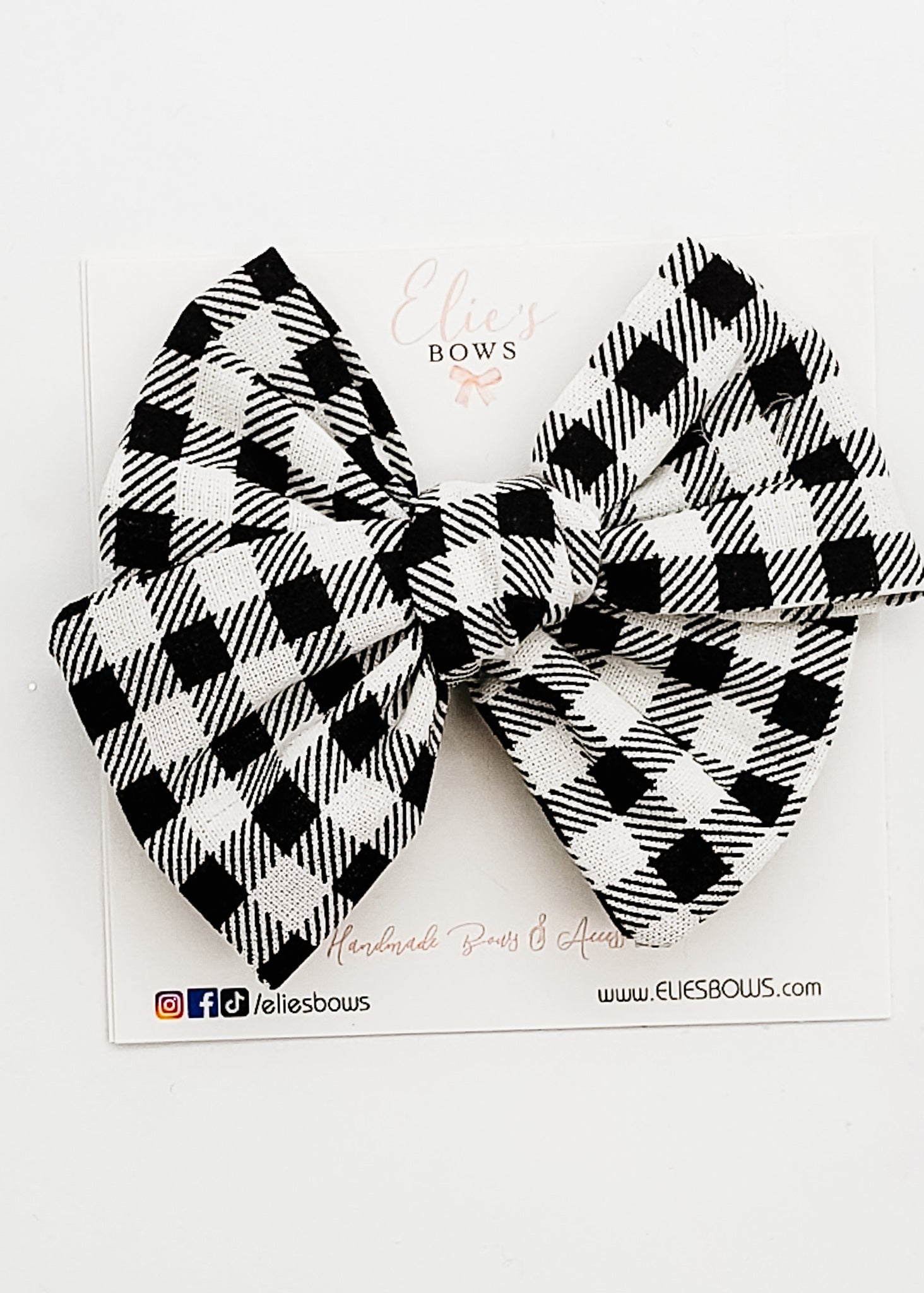 Black & White - Elie Fabric Bow - 3.5"-Bows-Elie’s Bows