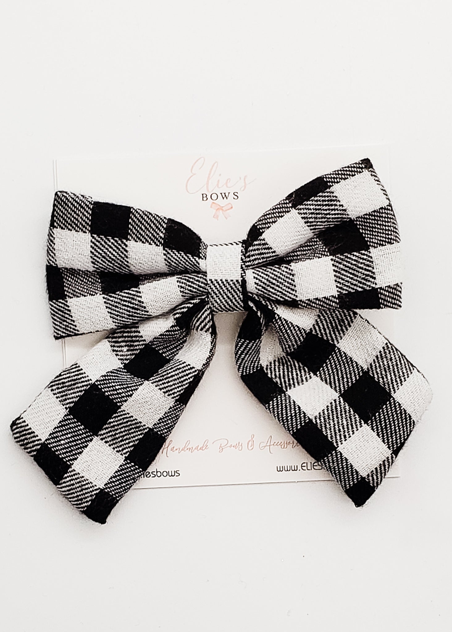 Black & White Plaid - Fabric Bow - 4"-Bows-Elie’s Bows