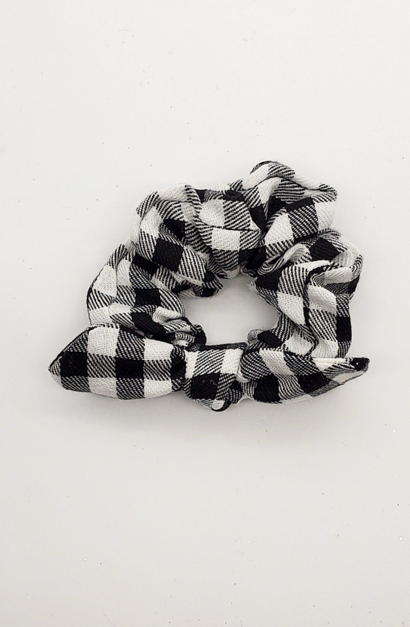 Black & White Plaid - Tail Scrunchie-Scrunchie-Elie’s Bows