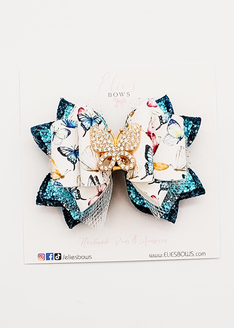 Blue Bloom Butterfly - 3.2"-Bows-Elie’s Bows