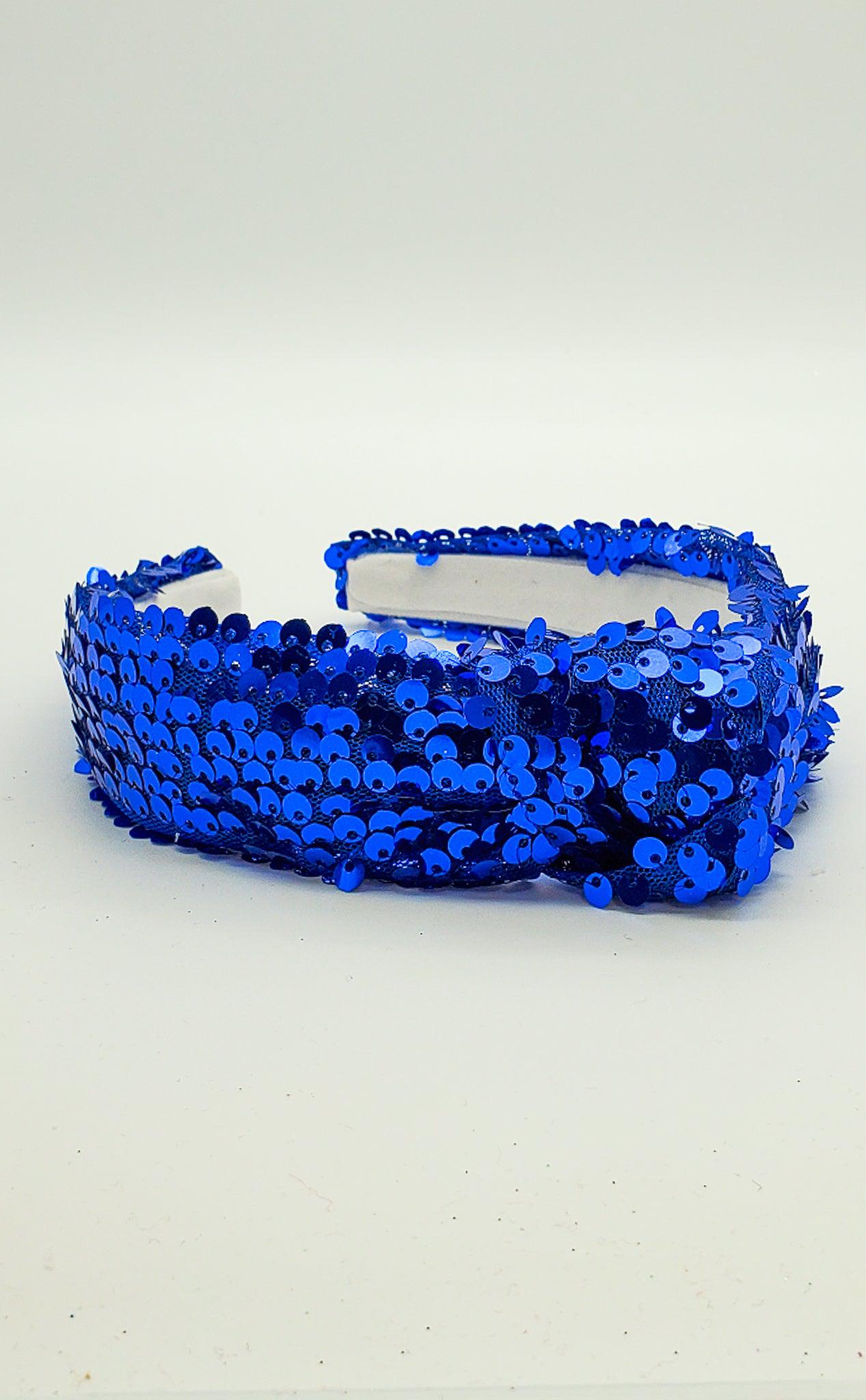 Blue Christmas Sequence - Hard Headband-Headband-Elie’s Bows