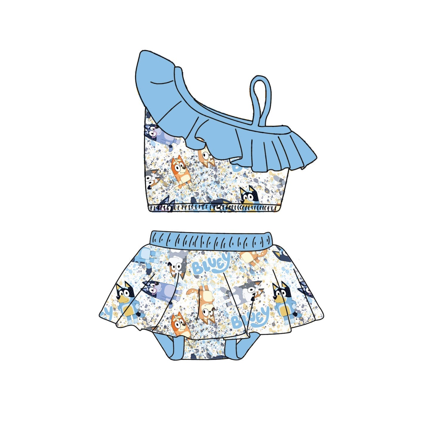 Blue Doggy - 2 Piece bathing suit PRE-ORDER-Bathing suits-Elie’s Bows