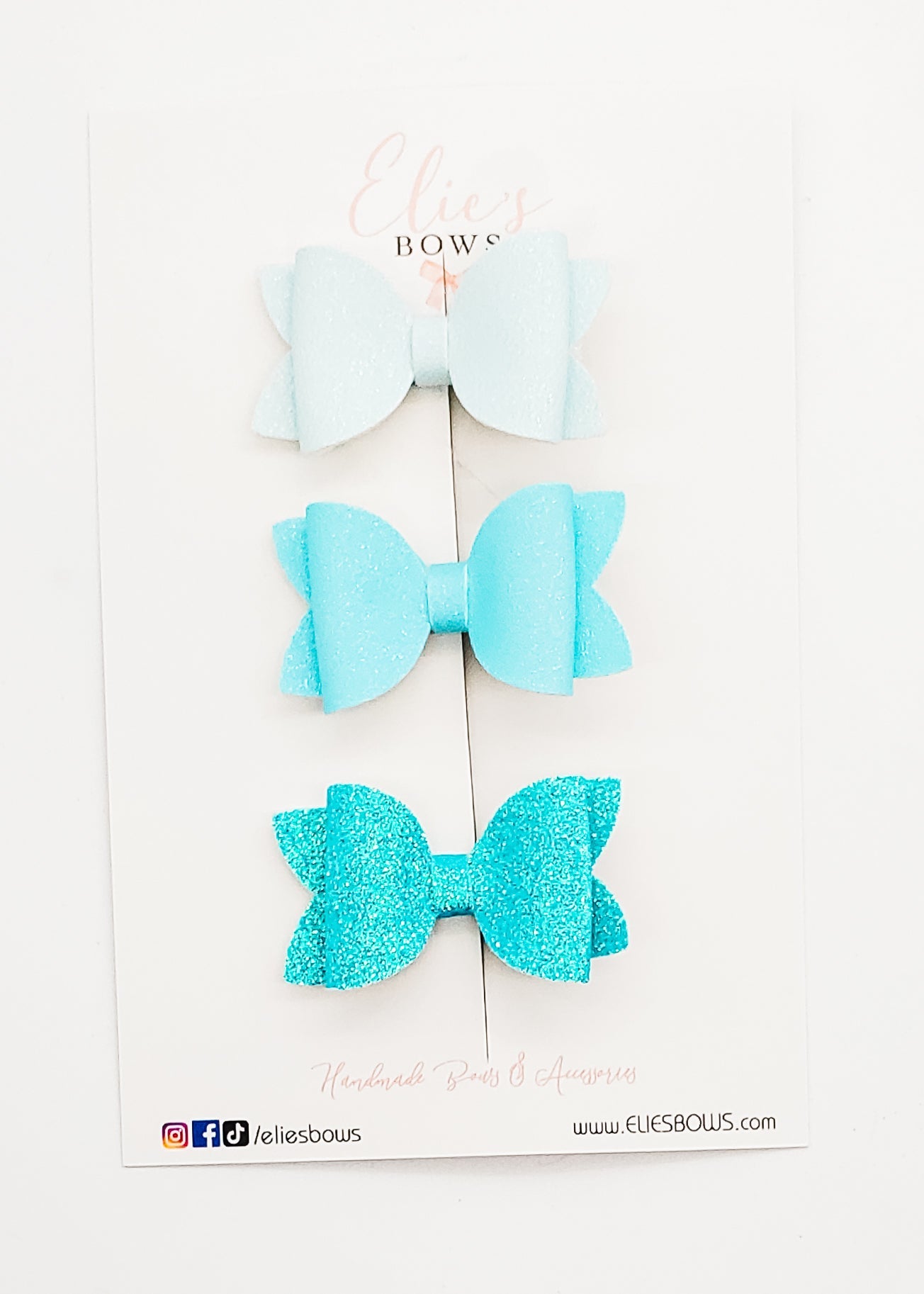 Blue Glitter Bows - 2"-Bows-Elie’s Bows