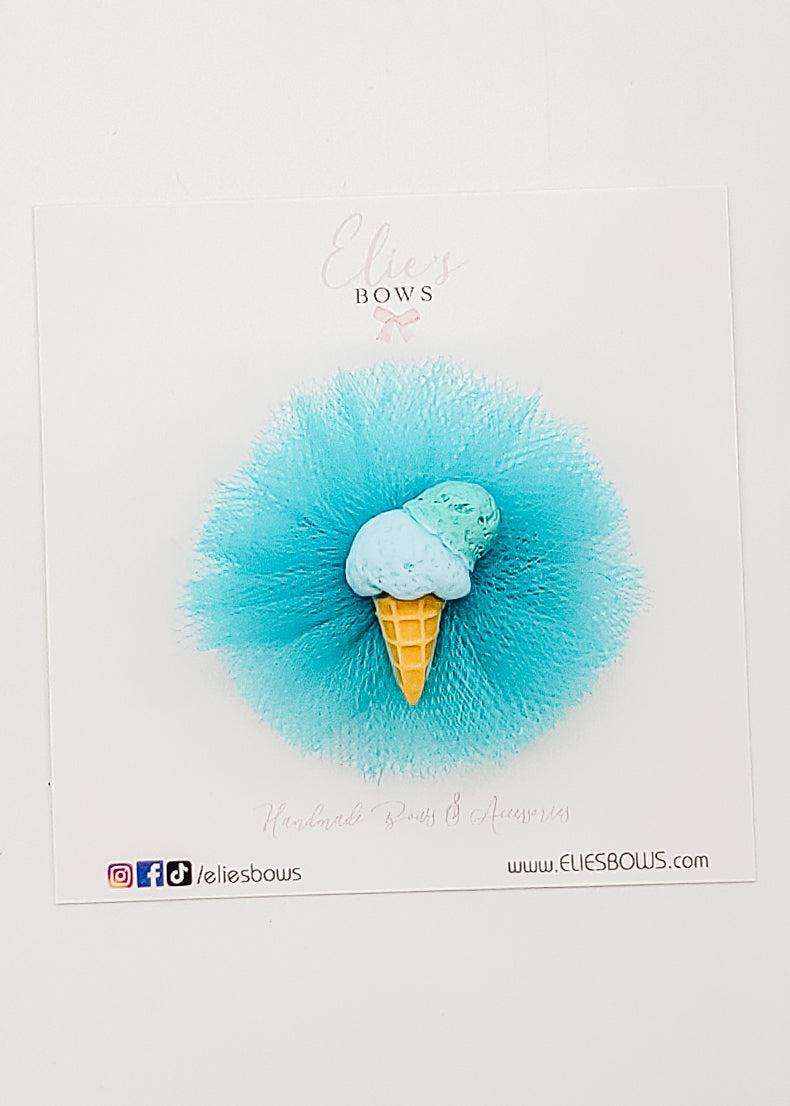 Blue Ice Cream Tulle - Pixie Bow - 2"-Bows-Elie’s Bows