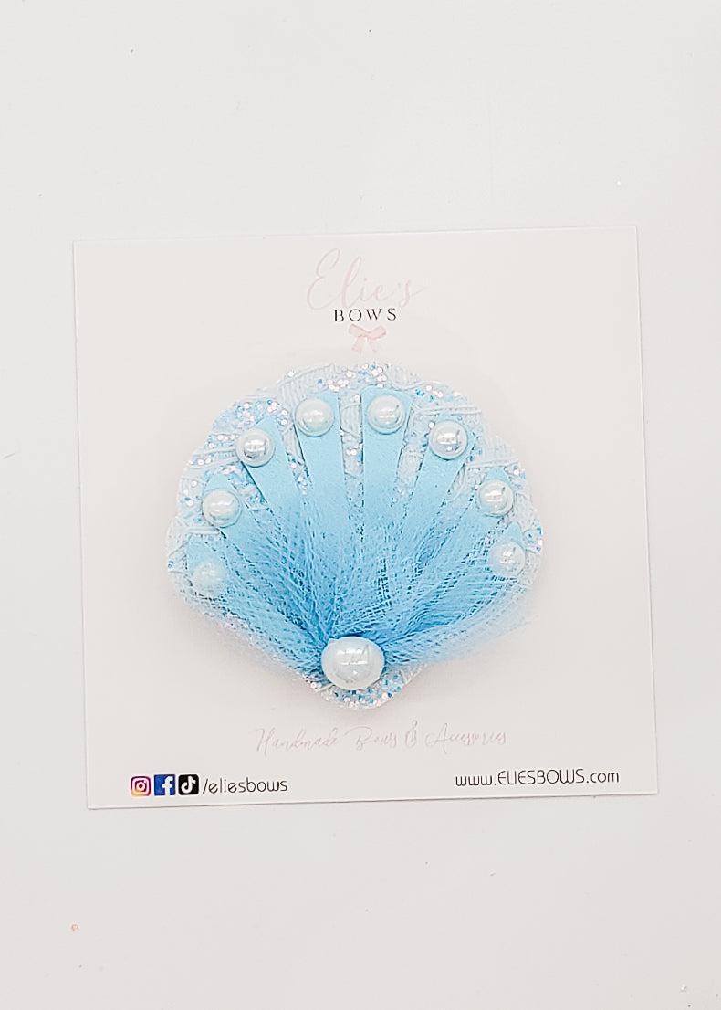 Blue Seashell - 2.5"-Snap Clips-Elie’s Bows