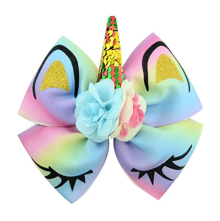 Blue Unicorn Ribbow Bow - 3" (PRE-ORDER)-Bows-Elie’s Bows