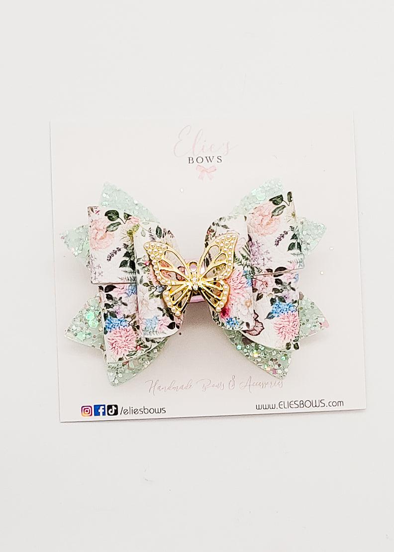 Butterfly & Flowers - 3.5"-Bows-Elie’s Bows