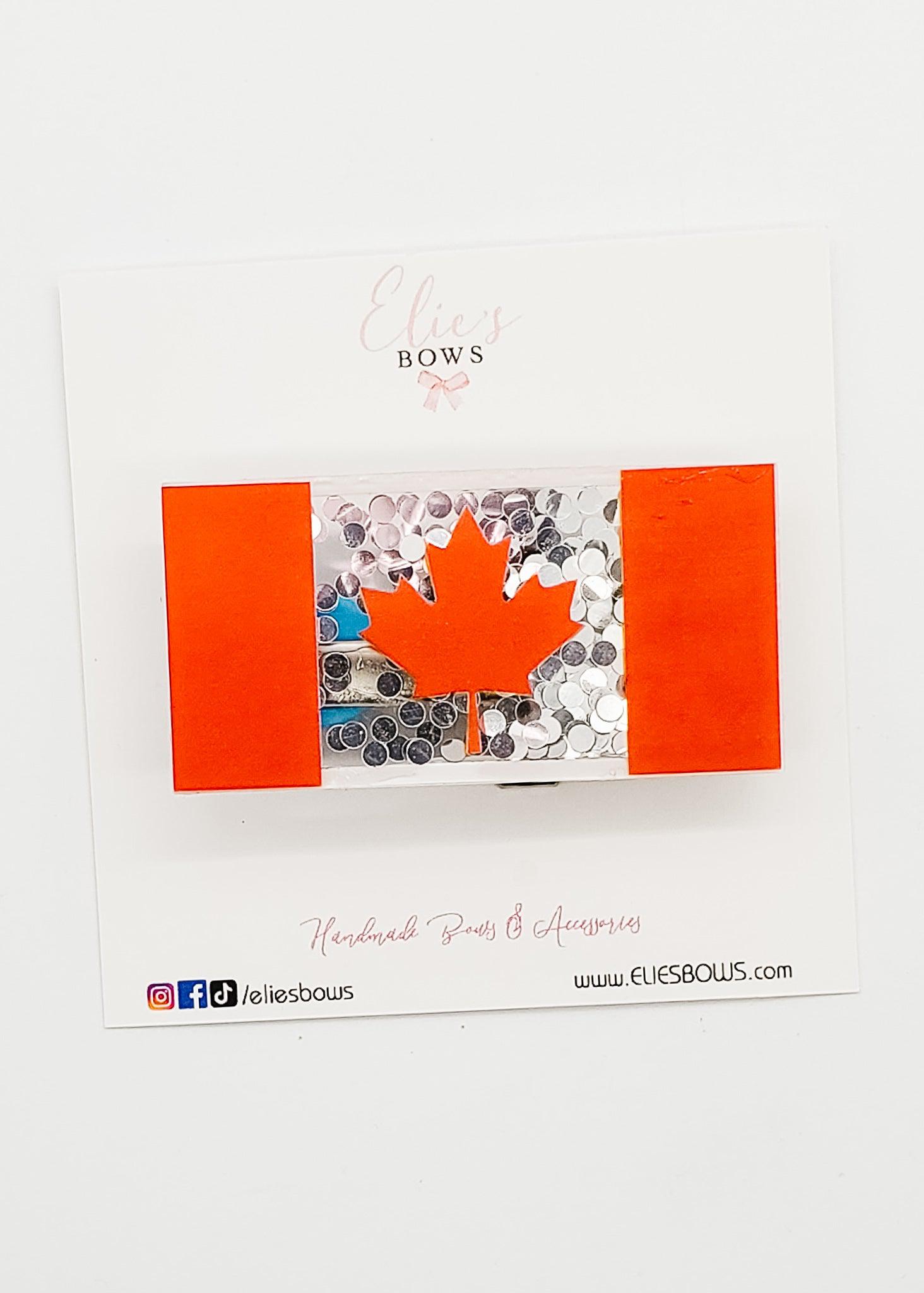 Canada Day - Shaker Clip - 2.8"-Snap Clips-Elie’s Bows
