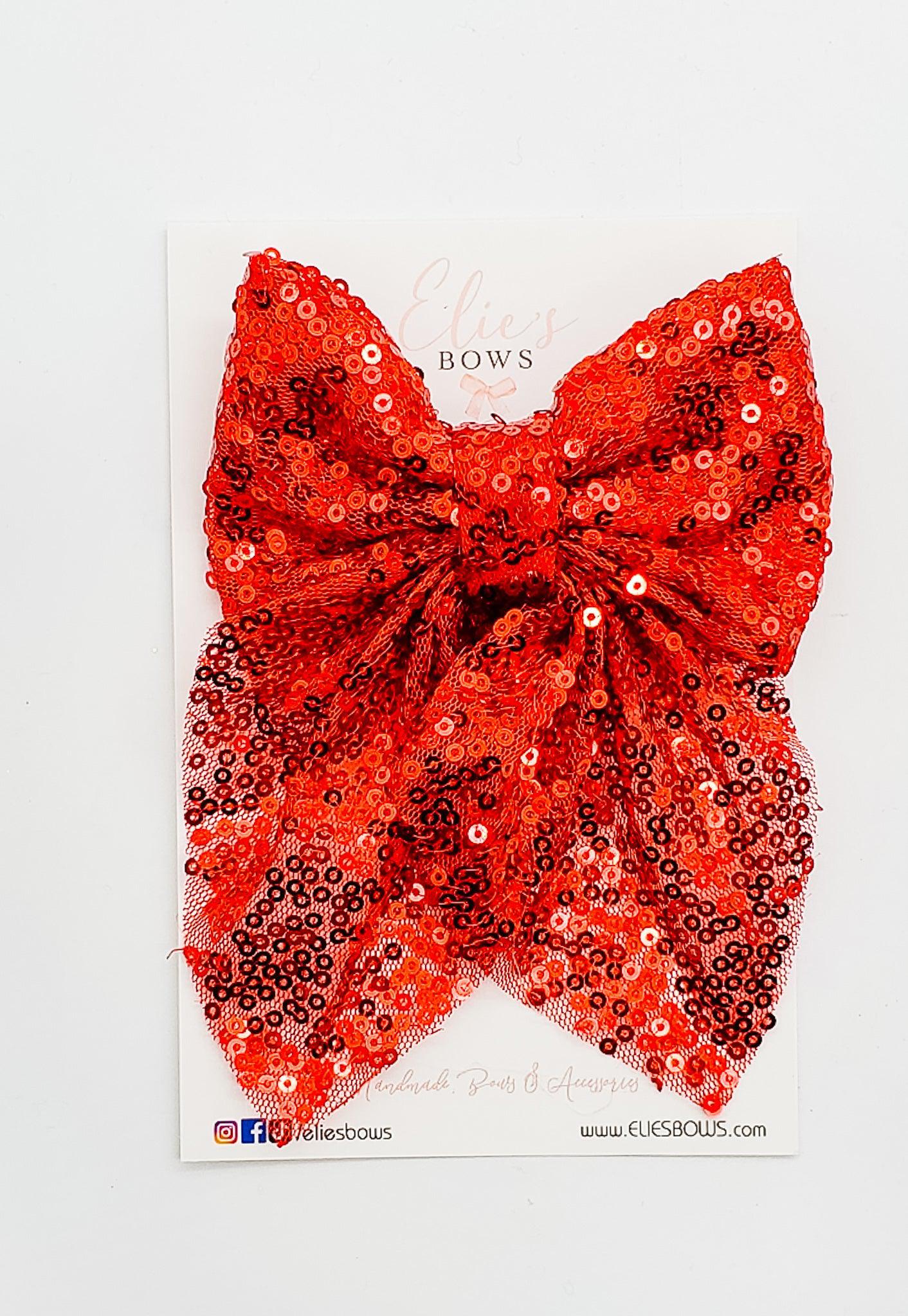 Christmas Red Sequence - Charlotte Bow - 4"-Charlotte-Elie’s Bows