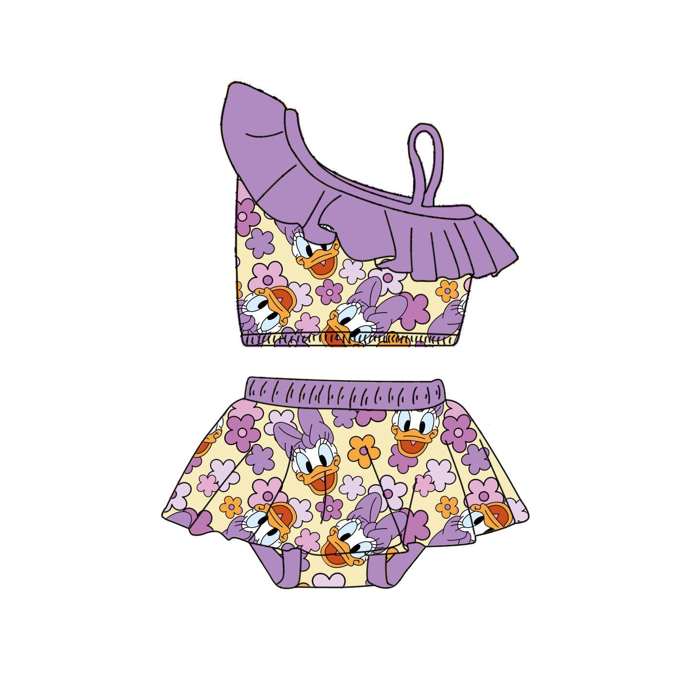 Daisy Duck - 2 Piece bathing suit PRE-ORDER-Bathing suits-Elie’s Bows