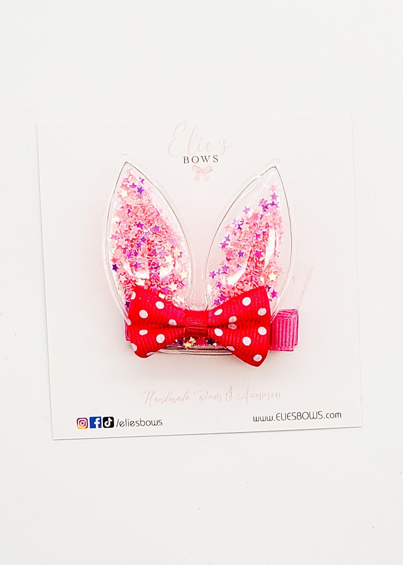 Dark Pink Shaker Bunny - Bar Clip - 5cm-Snap Clips-Elie’s Bows