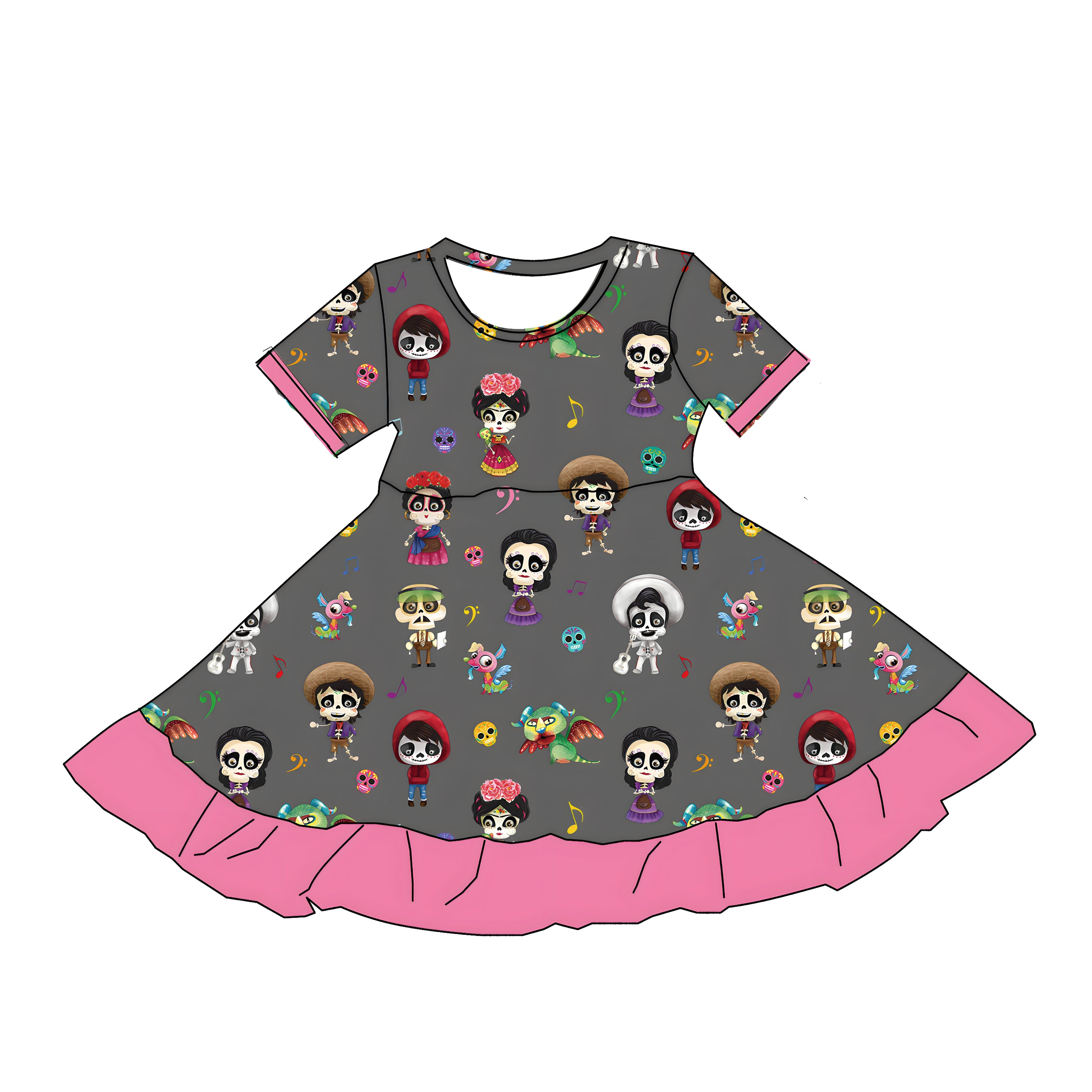 Day of the Dead (Short Sleeve Dress) PRE-ORDER-Dresses-Elie’s Bows