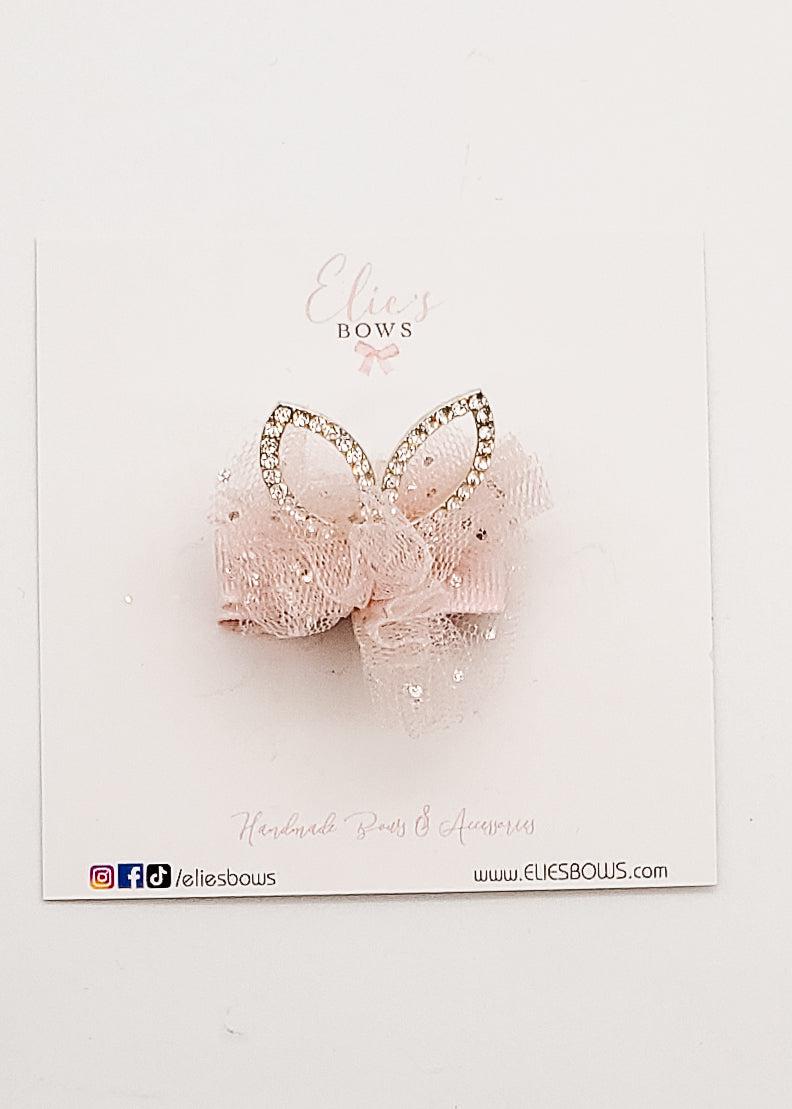 Dusty Pink Bunny tulle - Bar Clip - 4cm-Snap Clips-Elie’s Bows