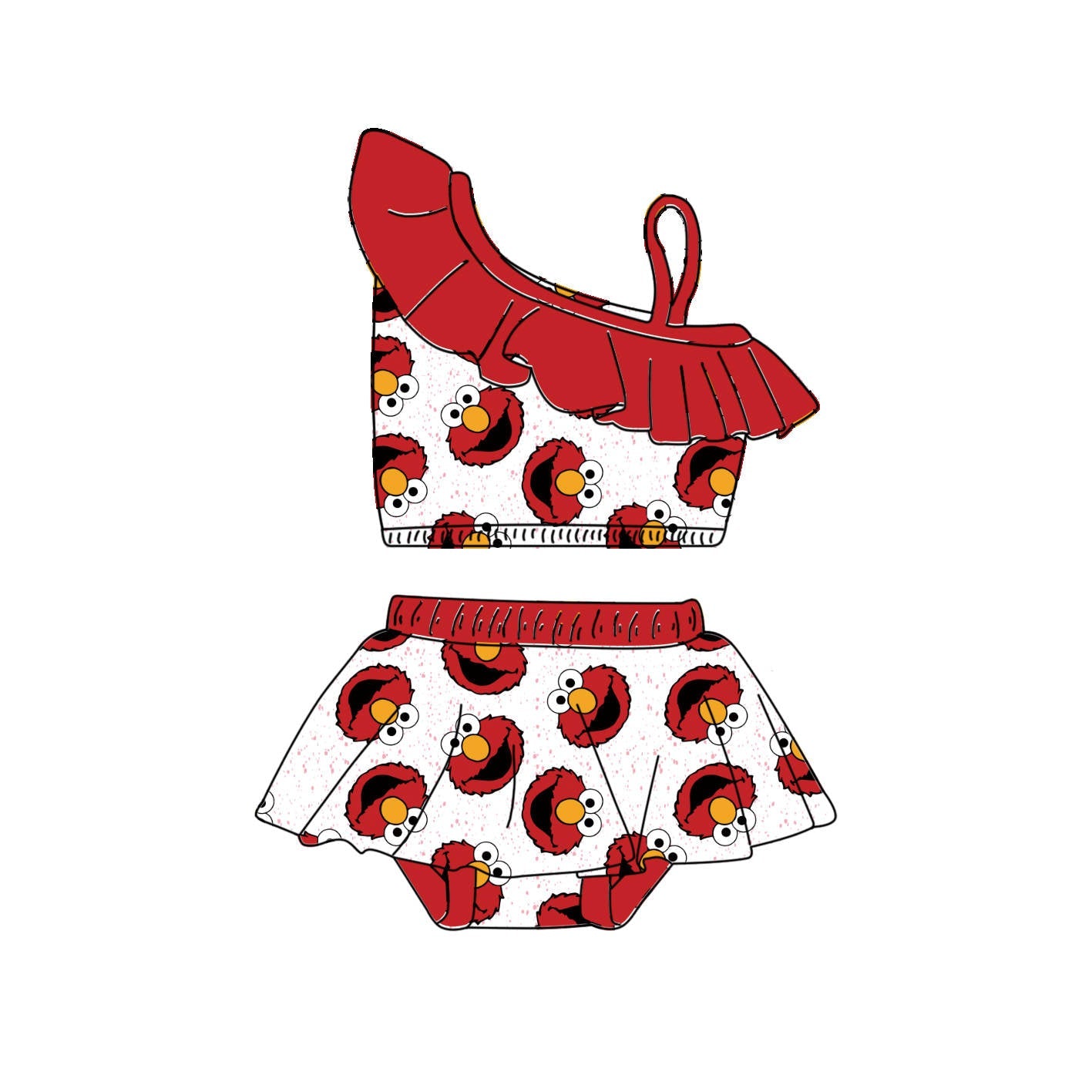 Elmo - 2 Piece bathing suit PRE-ORDER-Bathing suits-Elie’s Bows