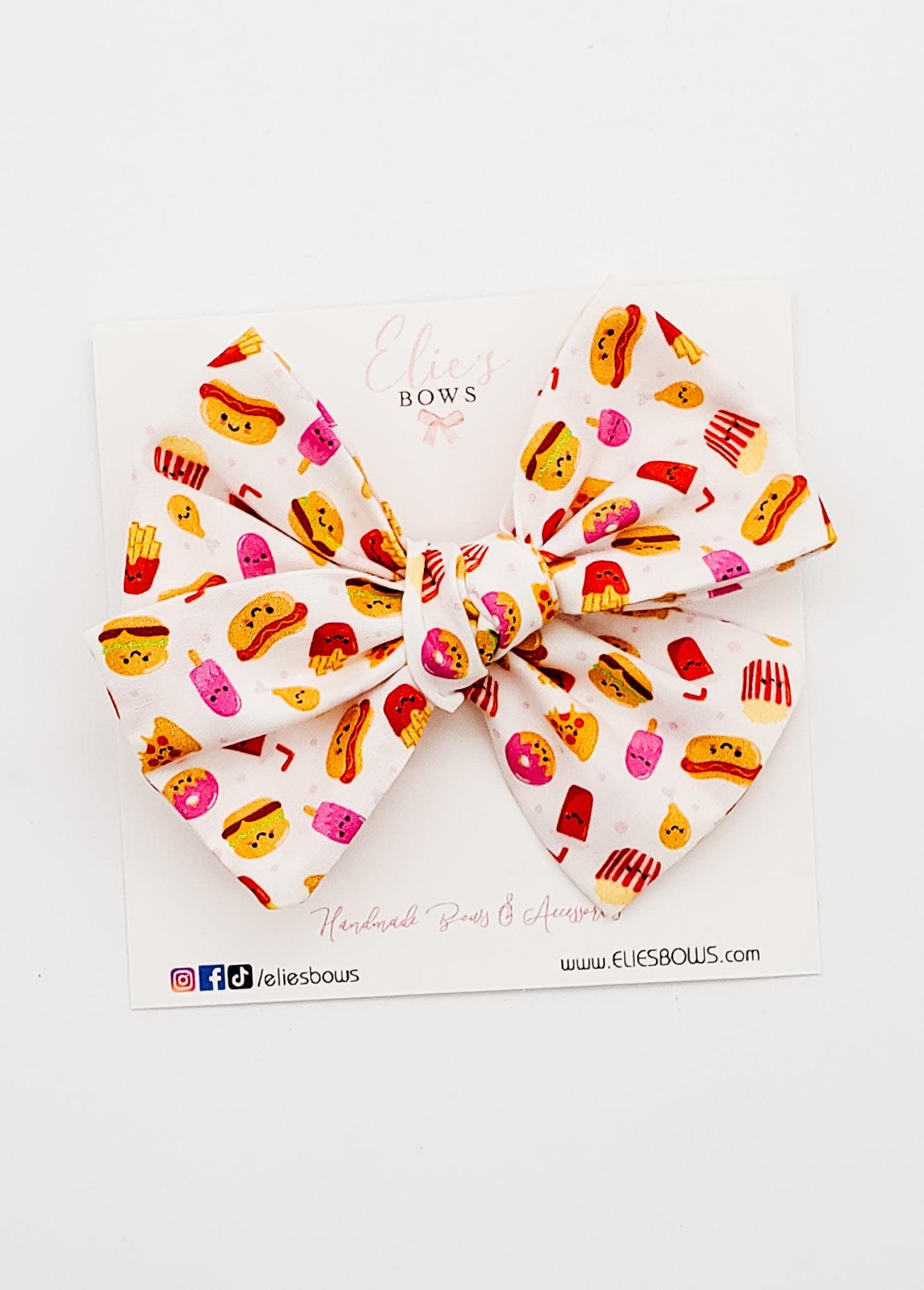 Fast Food - Elie - Fabric Bow - 3.5"-Bows-Elie’s Bows