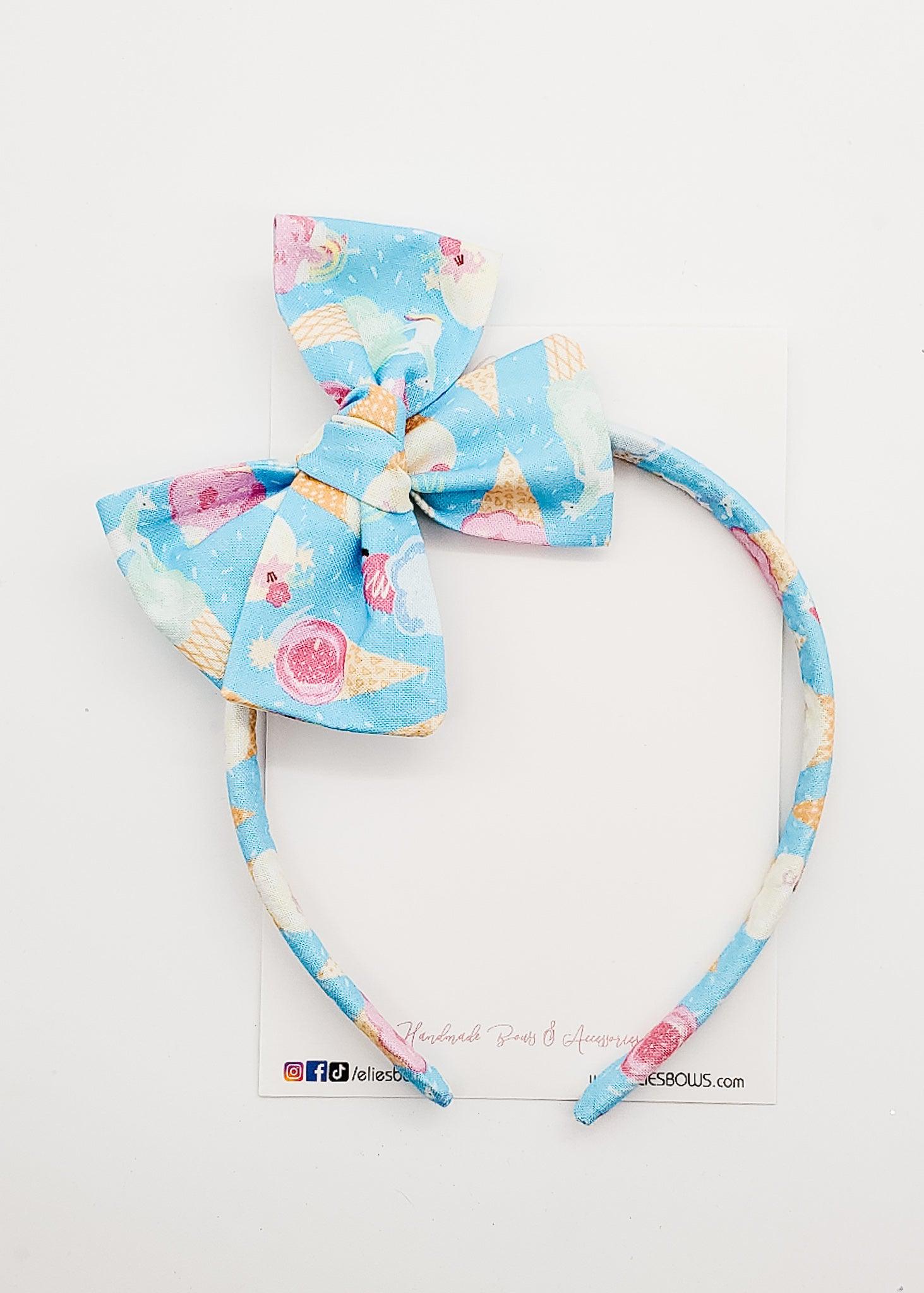 Flamingo & ice Cream - Lilly Headband-Hard Headbands-Elie’s Bows