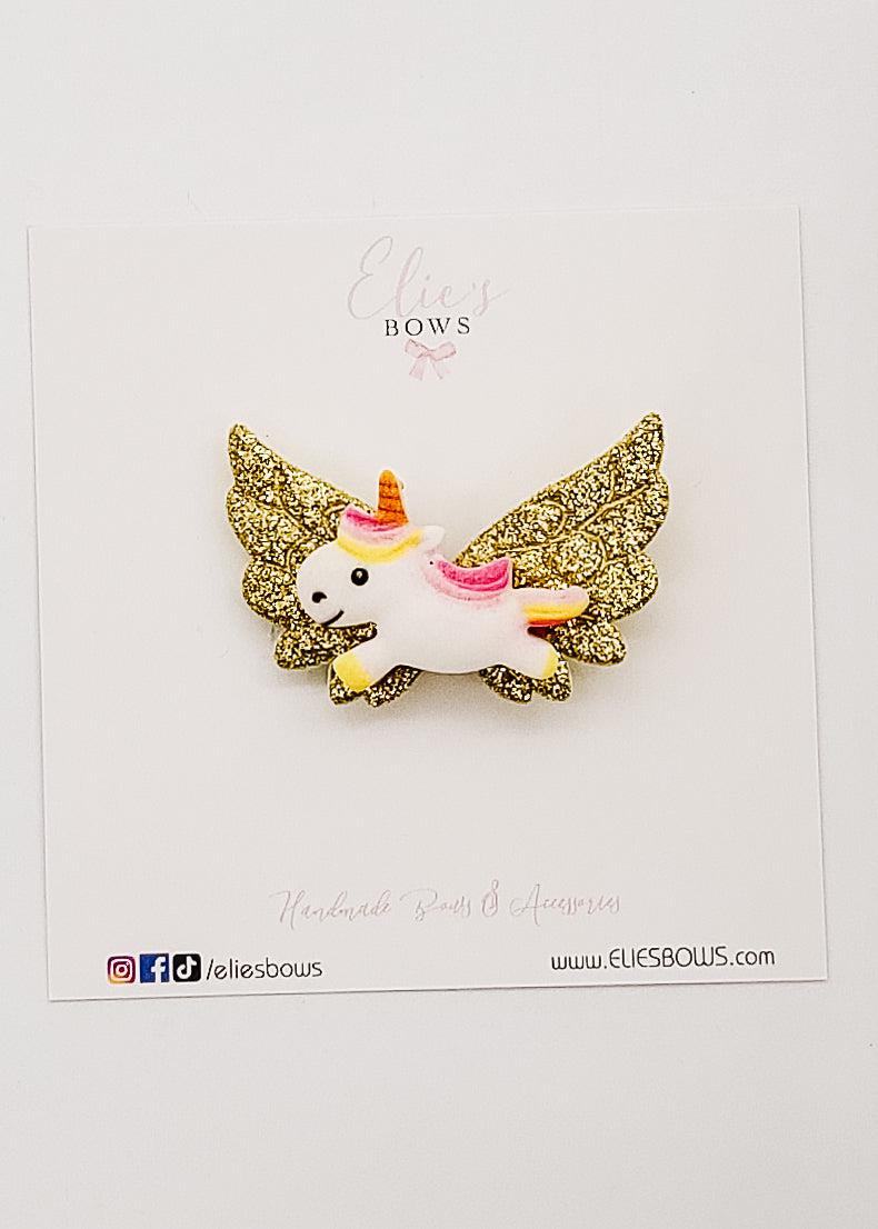 Gold Unicorn Wings - Bar Clip - 5cm-Snap Clips-Elie’s Bows