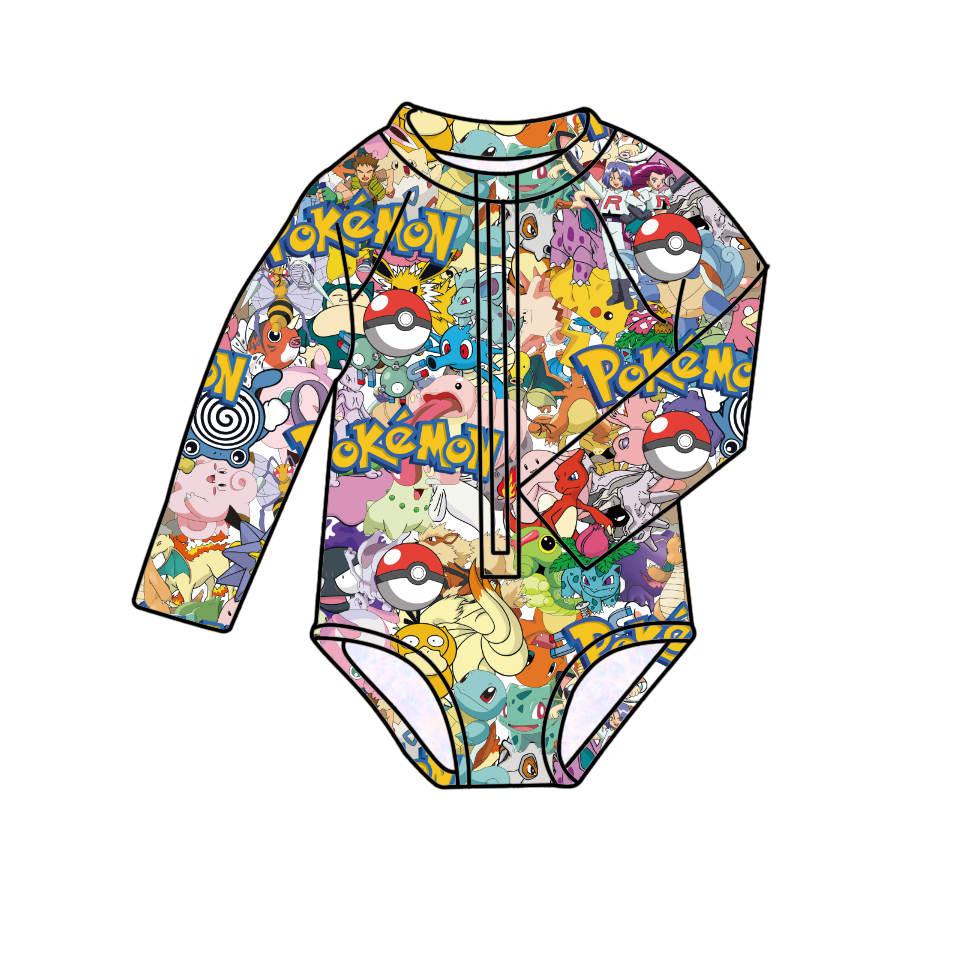 Gotta Catch them All - One Piece Long Sleeve Bathing Suit PRE-ORDER-Bathing suits-Elie’s Bows