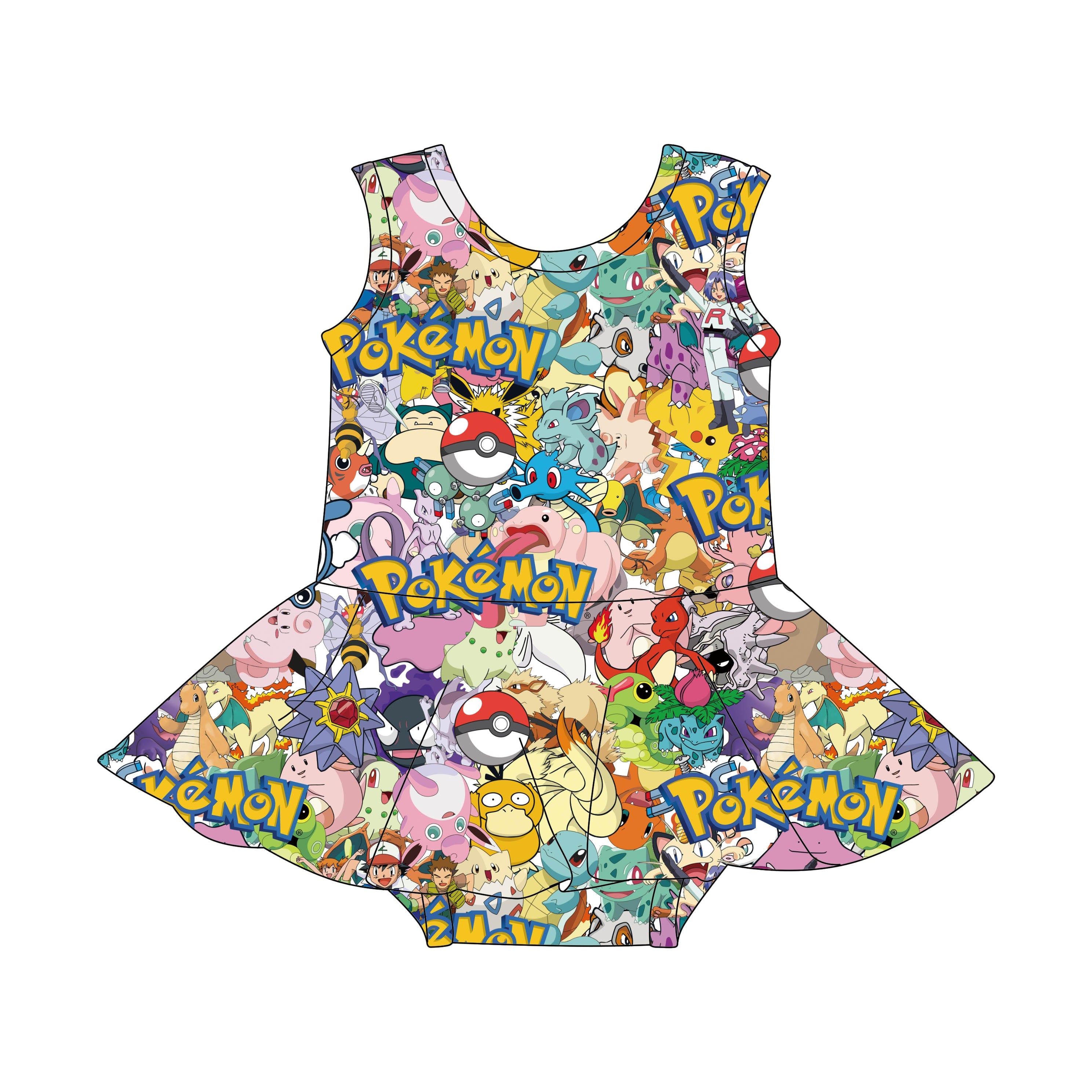 Gotta catch them all - One Piece Skirt Bathing Suit PRE-ORDER-Bathing suits-Elie’s Bows