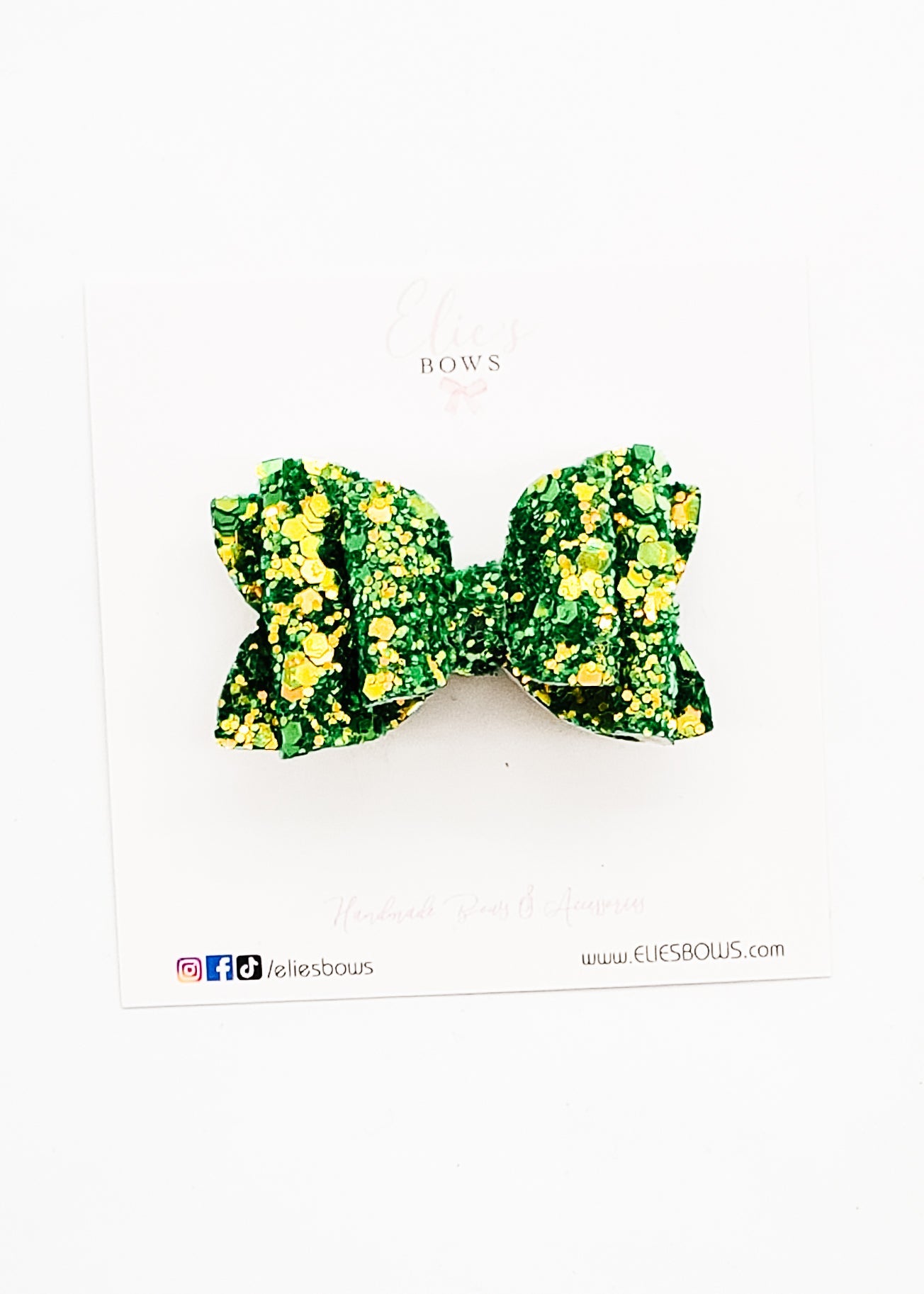 Green Glitter Bow - 2.5-Bows-Elie’s Bows