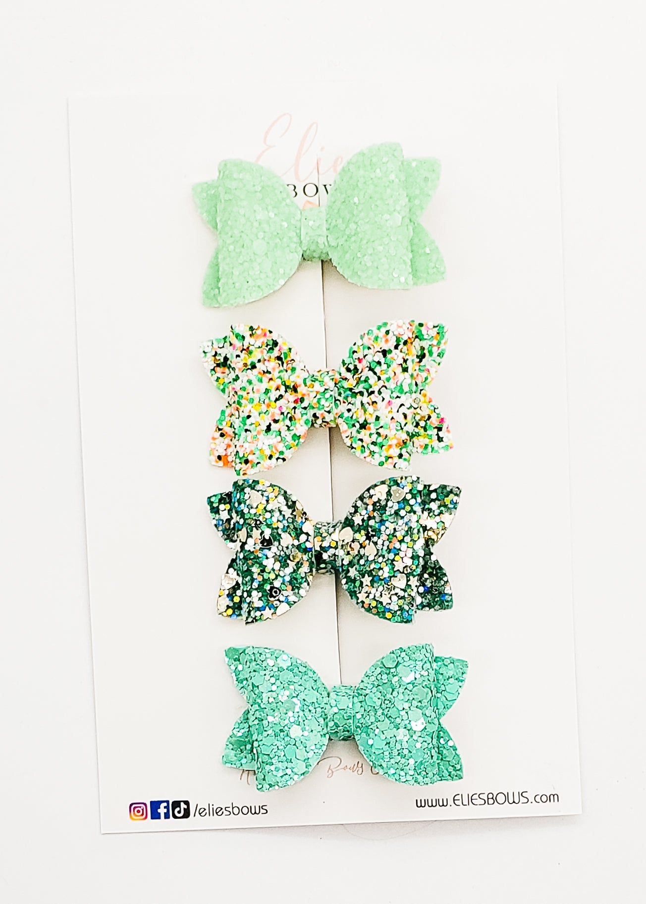 Green Glitter Bows - 2"-Bows-Elie’s Bows