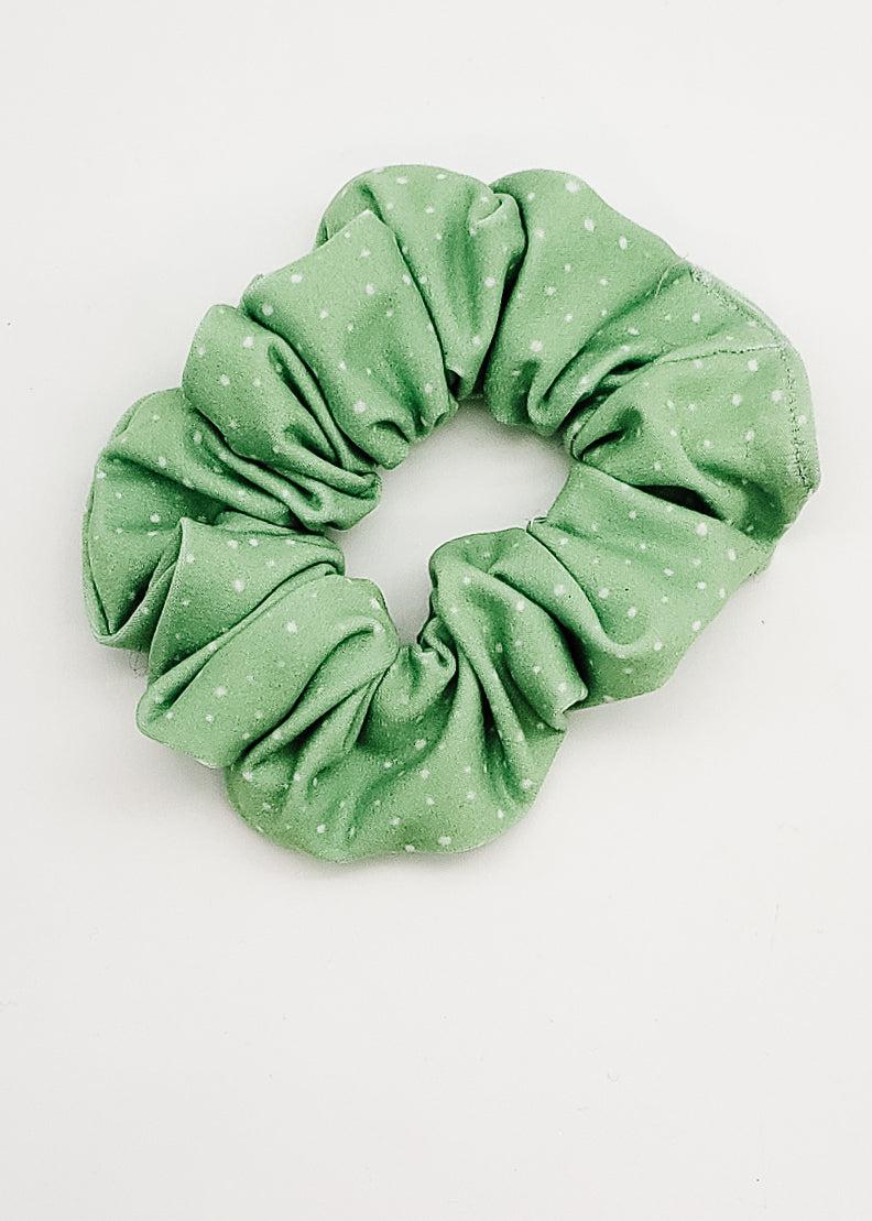 Green Polka Dot - Medium Scrunchie-Scrunchie-Elie’s Bows