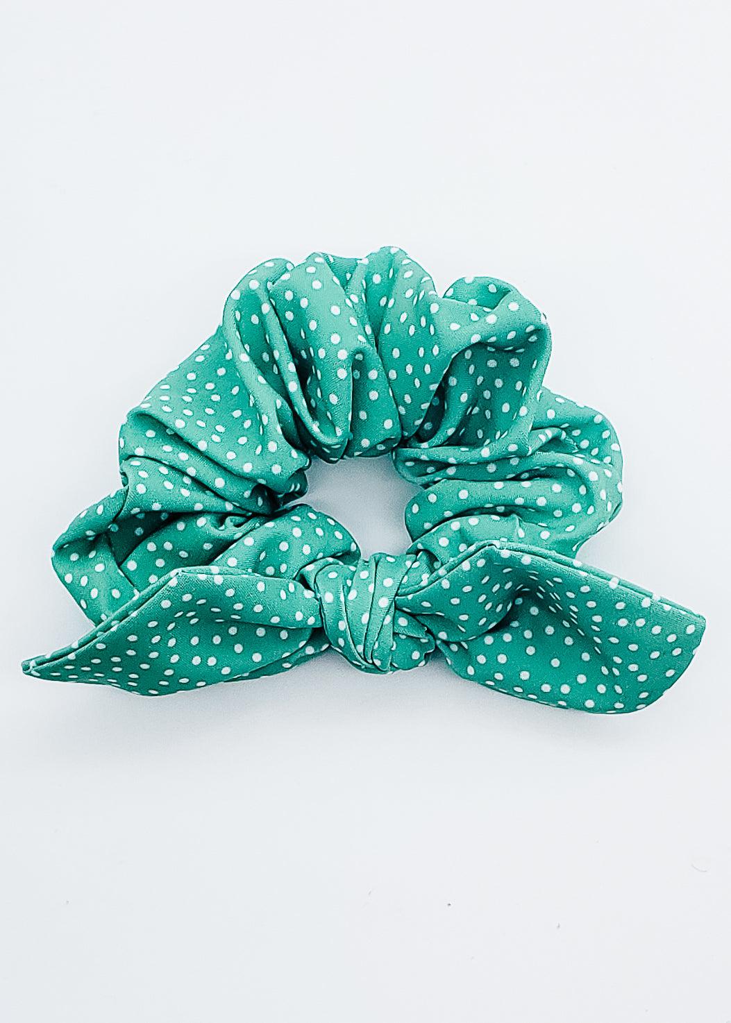 Green Polkdot - XS Tail Scrunchie-Scrunchie-Elie’s Bows