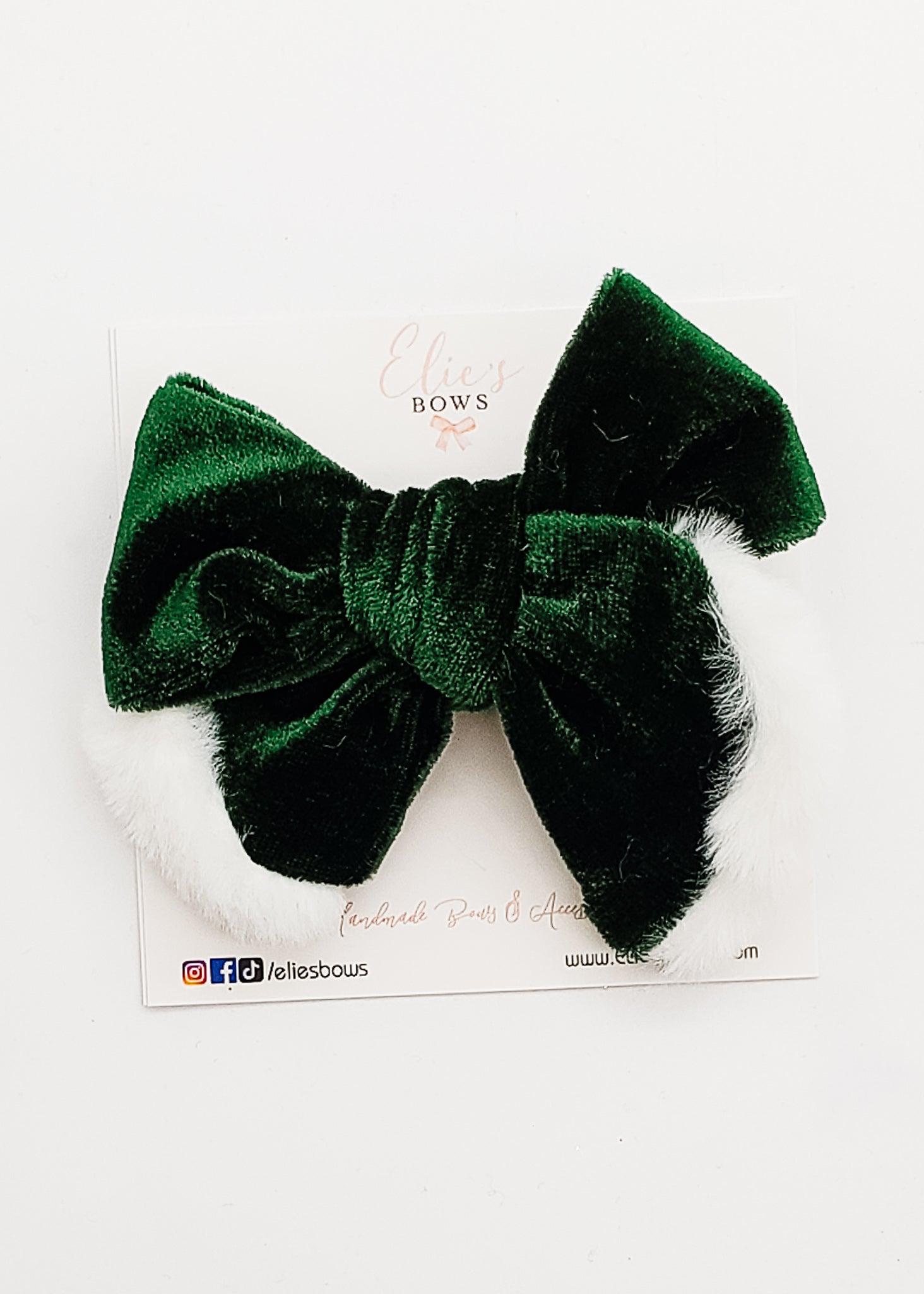 Green Velvet - Fabric Bow - 3.5"-Bows-Elie’s Bows