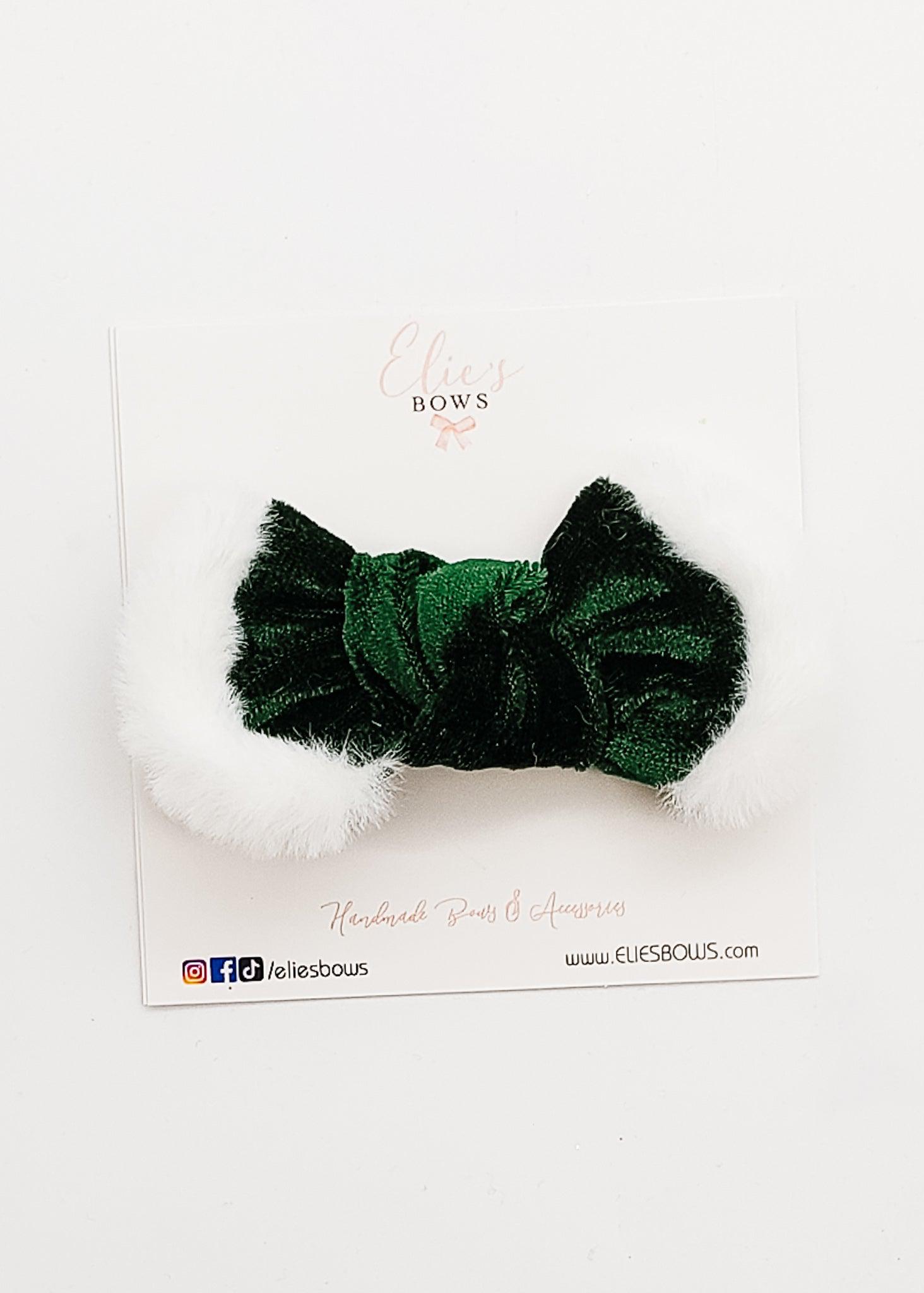 Green Velvet Twist - Fabric Bow - 3.5"-Bows-Elie’s Bows