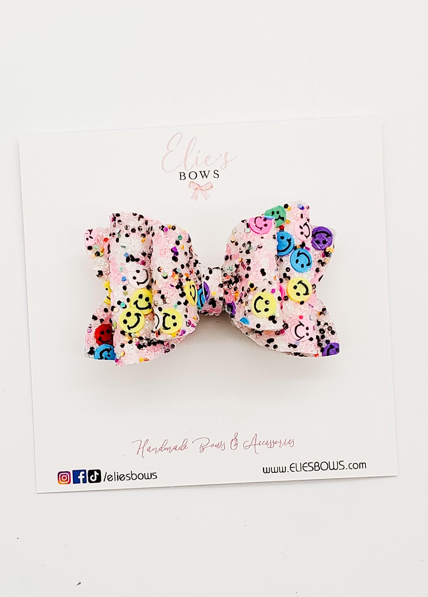 happy face glitter - 2.5"-Bows-Elie’s Bows