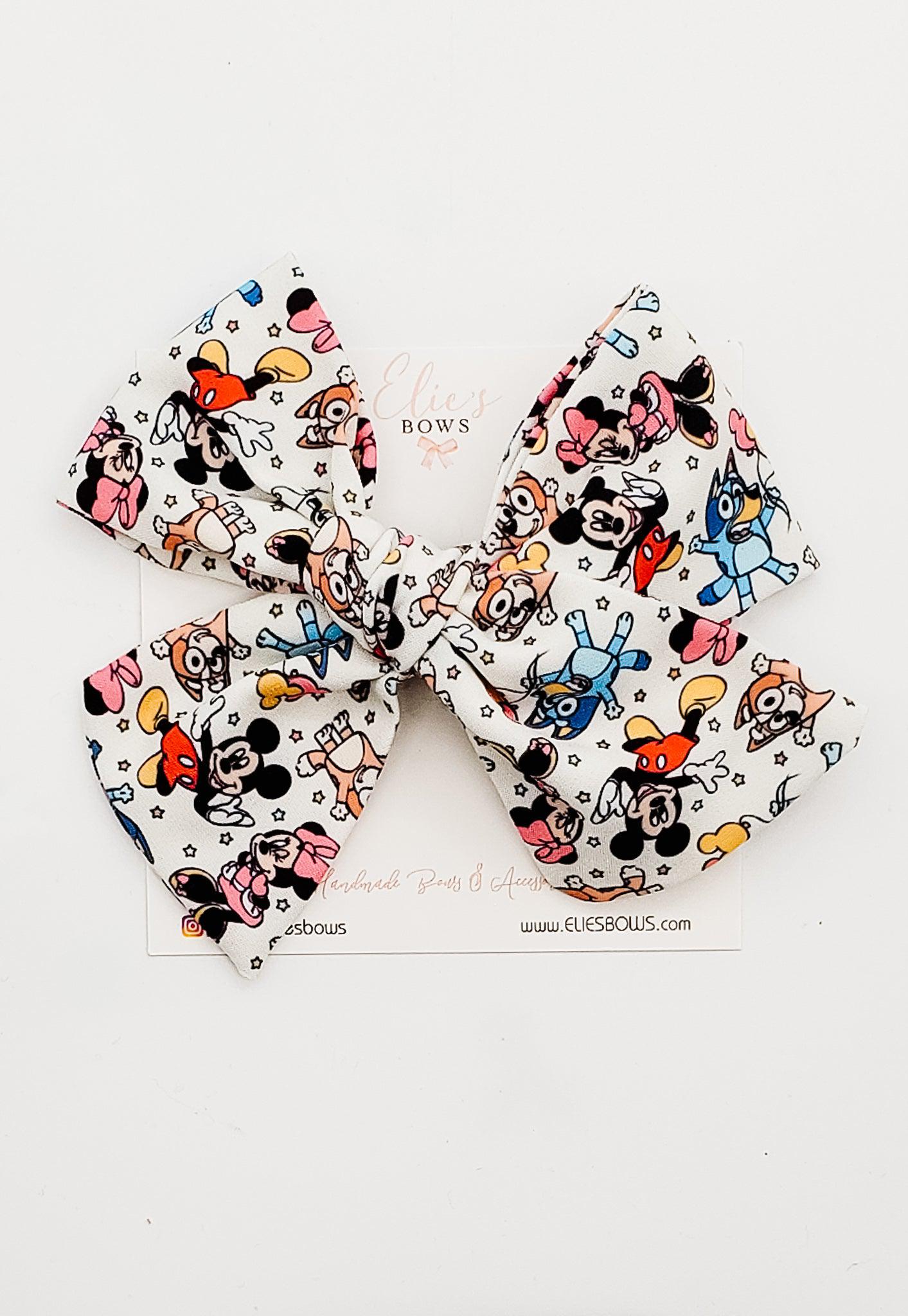 Happy Mouse Party - Elie Fabric Bow - 5"-Bows-Elie’s Bows