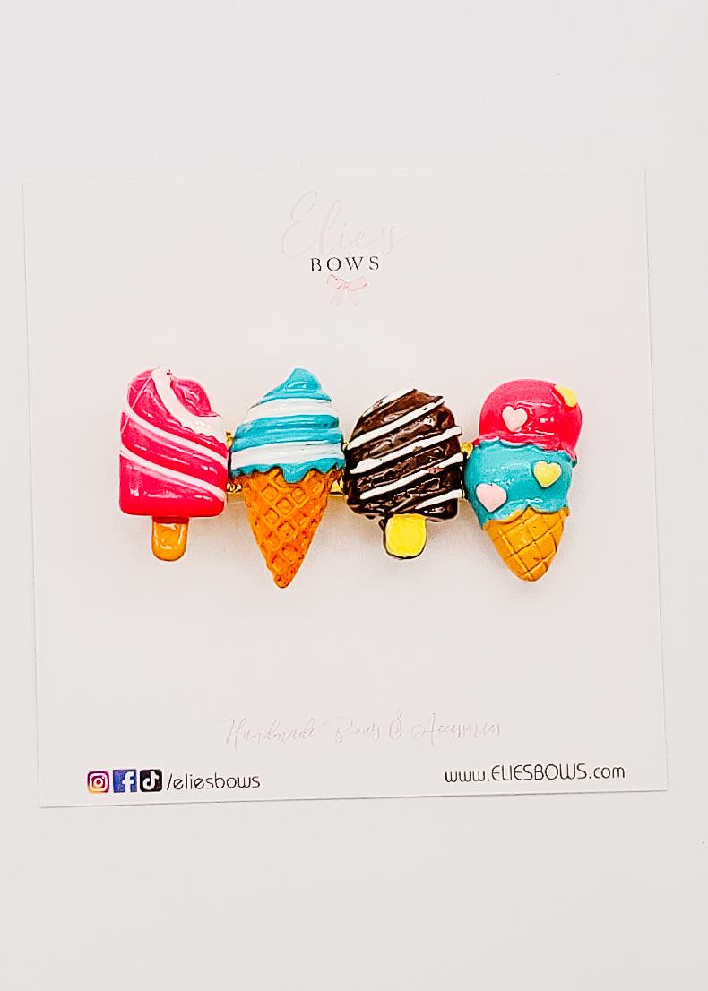 Ice Cream Mix - Bar Clip - 6cm-Snap Clips-Elie’s Bows