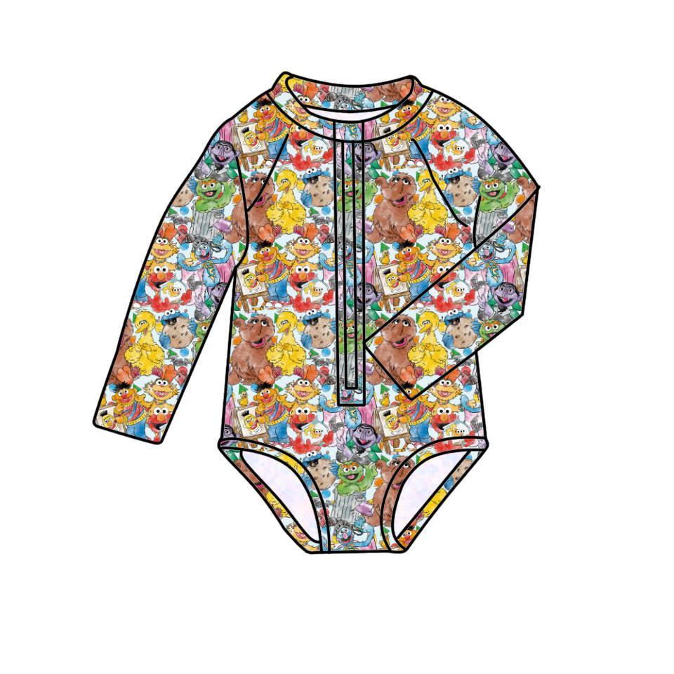 Learning Street - One Piece Long Sleeve Bathing Suit PRE-ORDER-Bathing suits-Elie’s Bows