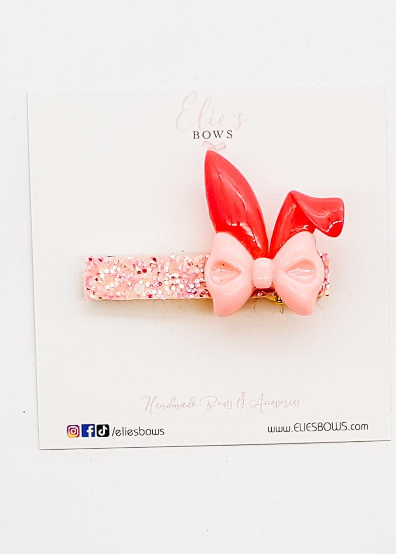Light Pink Bunny Bow - Bar Clip - 6cm-Snap Clips-Elie’s Bows