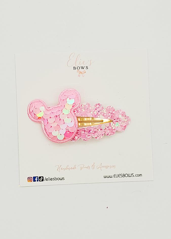 Light Pink Sequence - Snap Clip - 2.5"-Snap Clips-Elie’s Bows