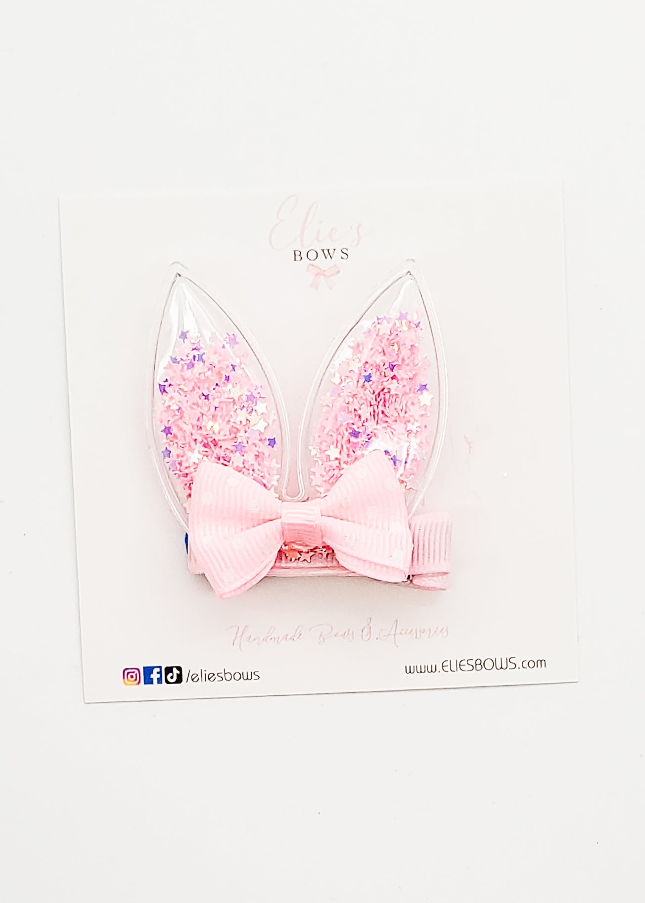 Light Pink Shaker Bunny - Bar Clip - 5cm-Snap Clips-Elie’s Bows