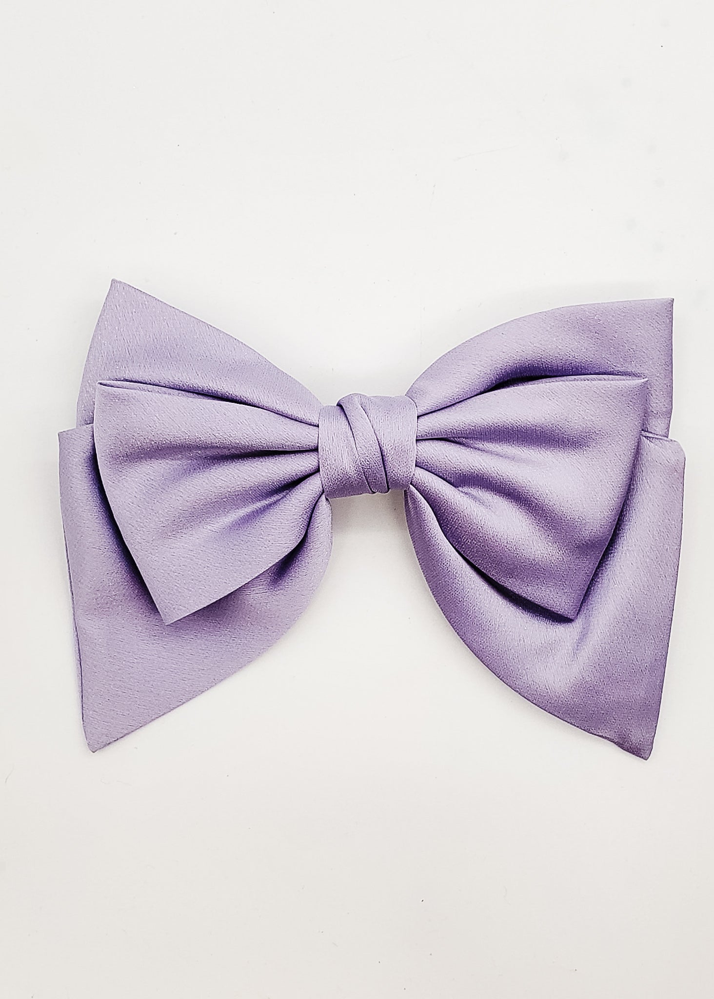 Lilac Shimmer Satin - Barrette Bow - 7"-Bows-Elie’s Bows