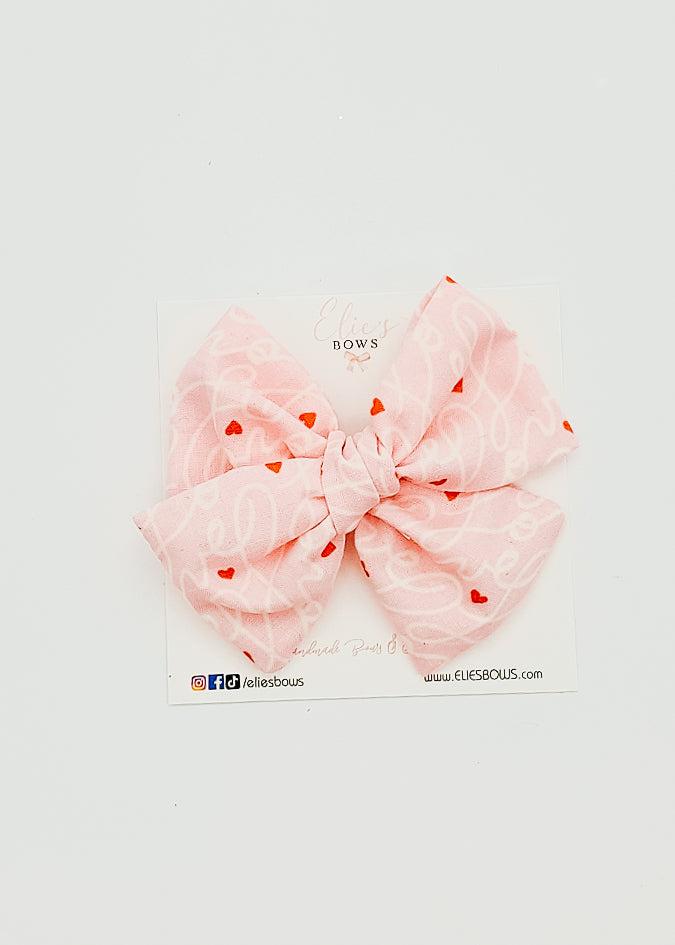 Love Pink - Elie Fabric Bow - 3.5"-Bows-Elie’s Bows