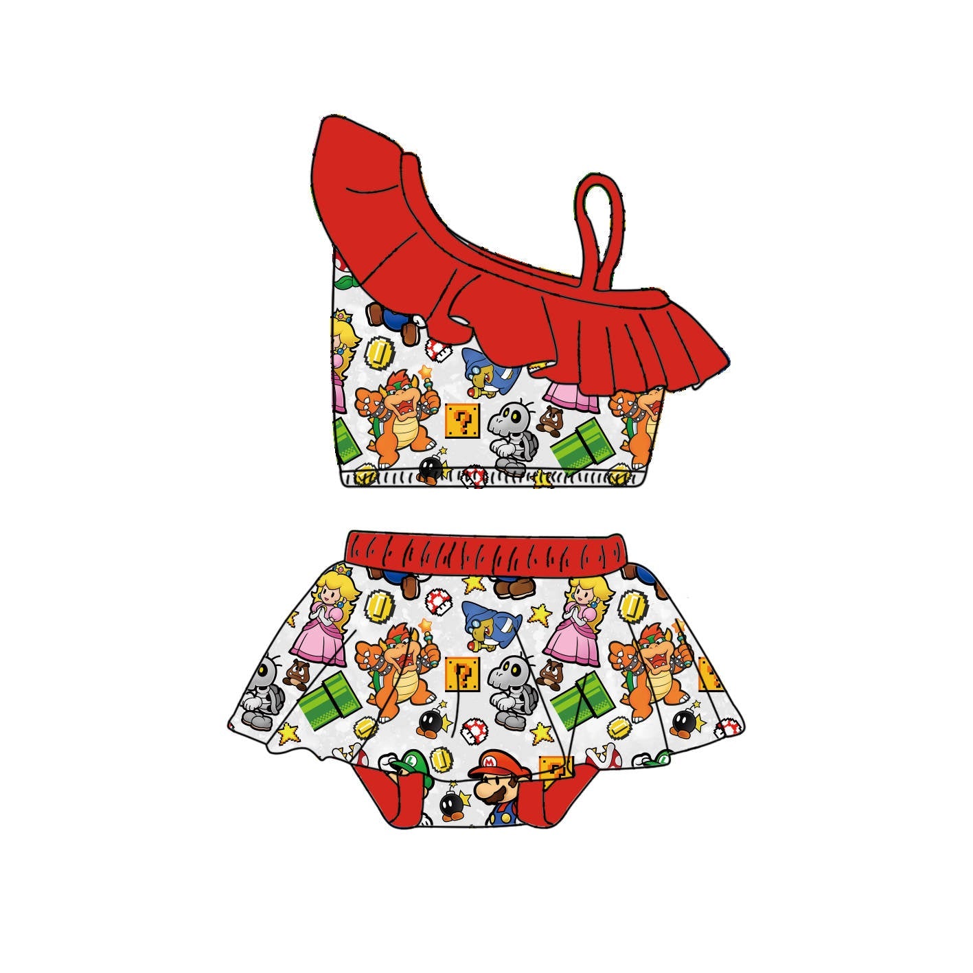 Mario Party - 2 Piece bathing suit PRE-ORDER-Bathing suits-Elie’s Bows
