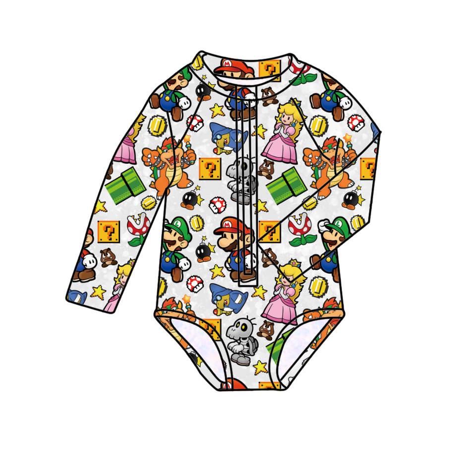 Mario Party - One Piece Long Sleeve Bathing Suit PRE-ORDER-Bathing suits-Elie’s Bows