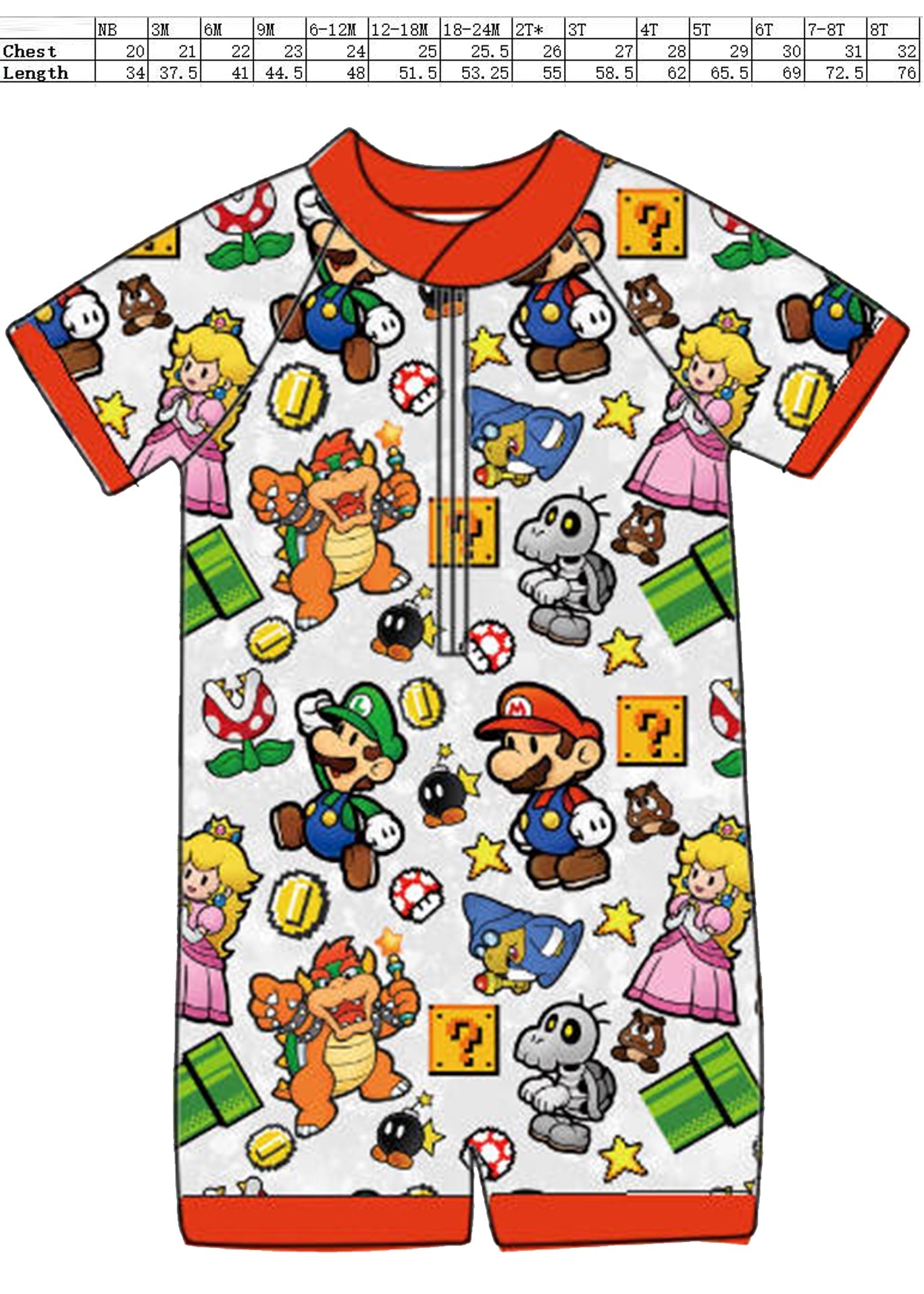 Mario Party - One Piece Short Sleeve Unisex Bathing Suit PRE-ORDER-Bathing suits-Elie’s Bows