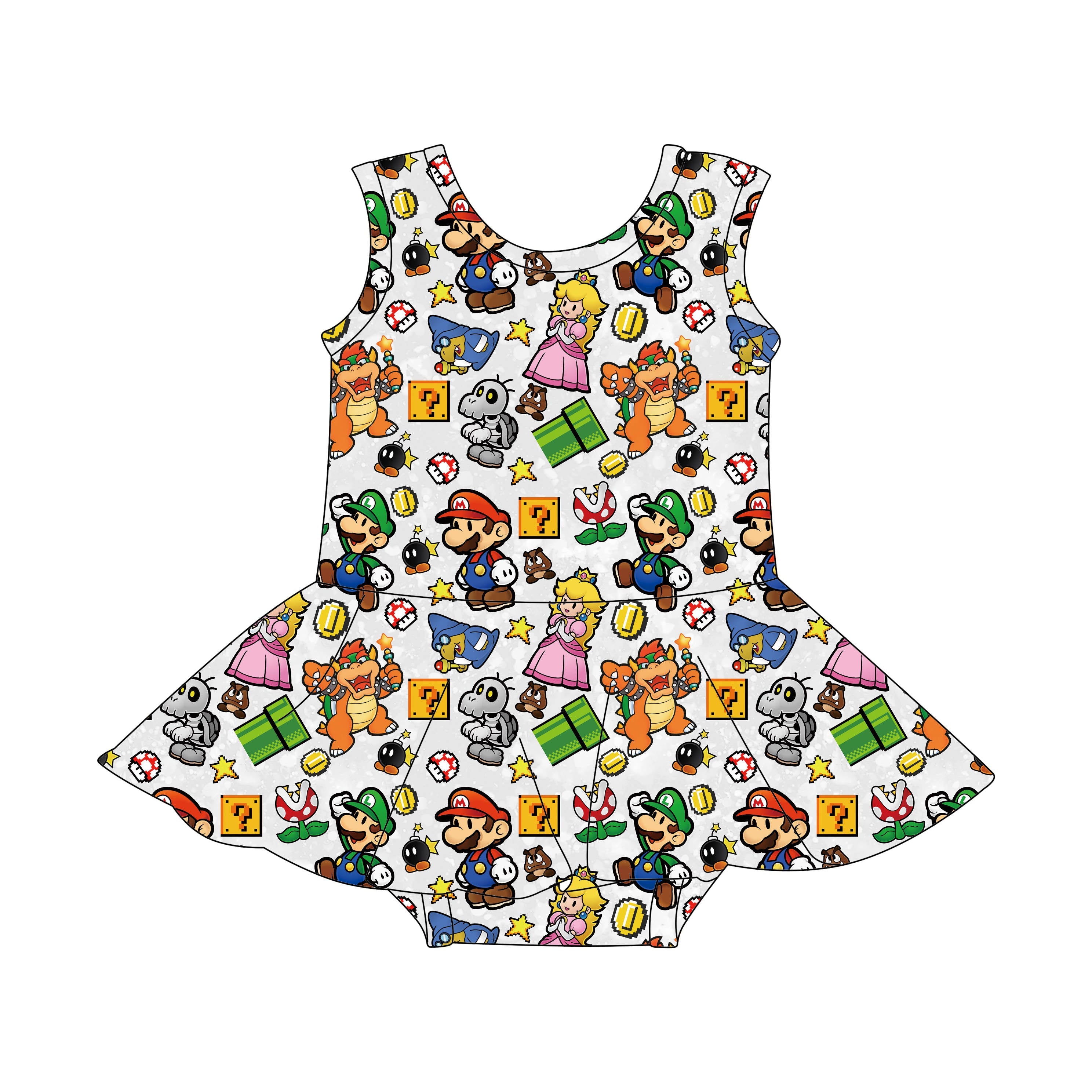 Mario Party - One Piece Skirt Bathing Suit PRE-ORDER-Bathing suits-Elie’s Bows