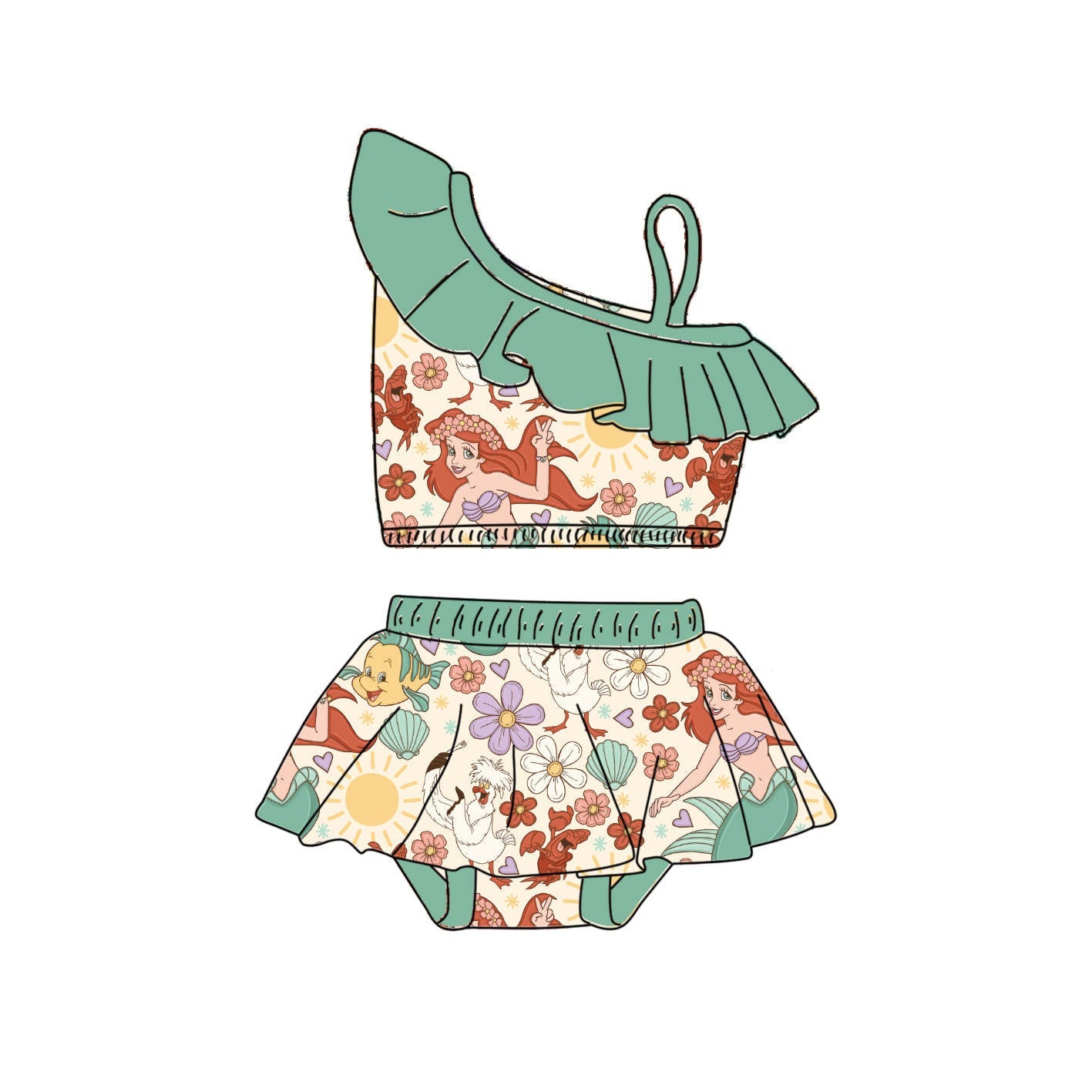 Mermaid - 2 Piece bathing suit PRE-ORDER-Bathing suits-Elie’s Bows