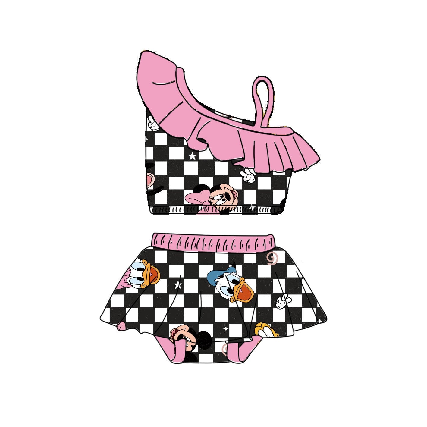 Minnie Black & White - 2 Piece bathing suit PRE-ORDER-Bathing suits-Elie’s Bows